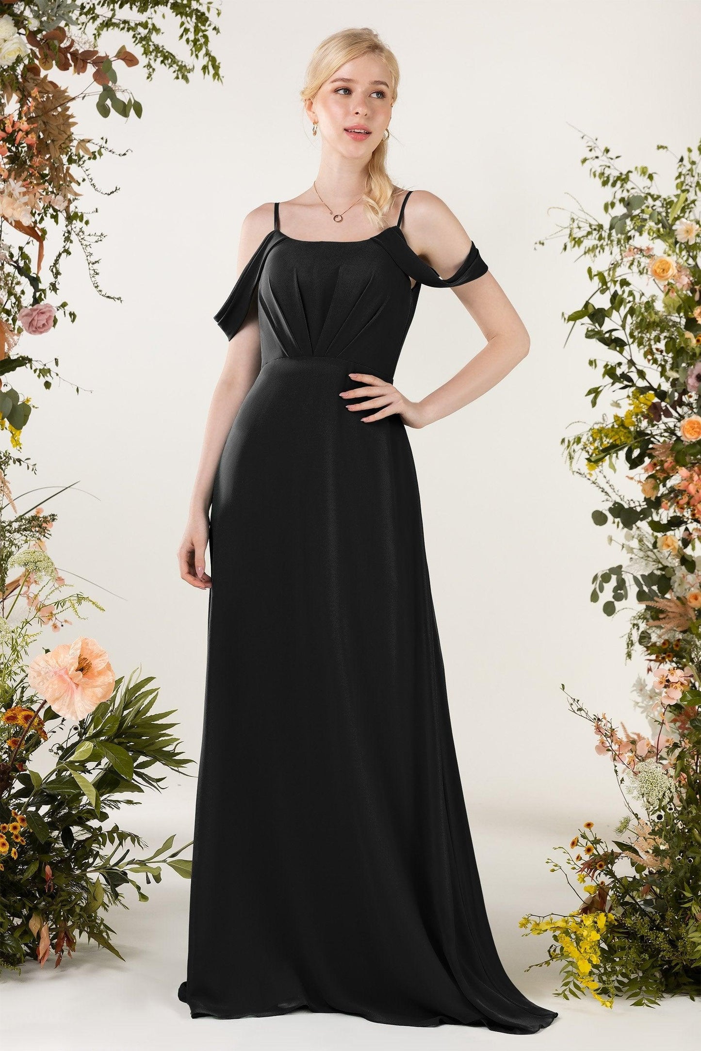 Sheath Sweep-Brush Train Chiffon Bridesmaid Dress CB0453 - COCOMELODY