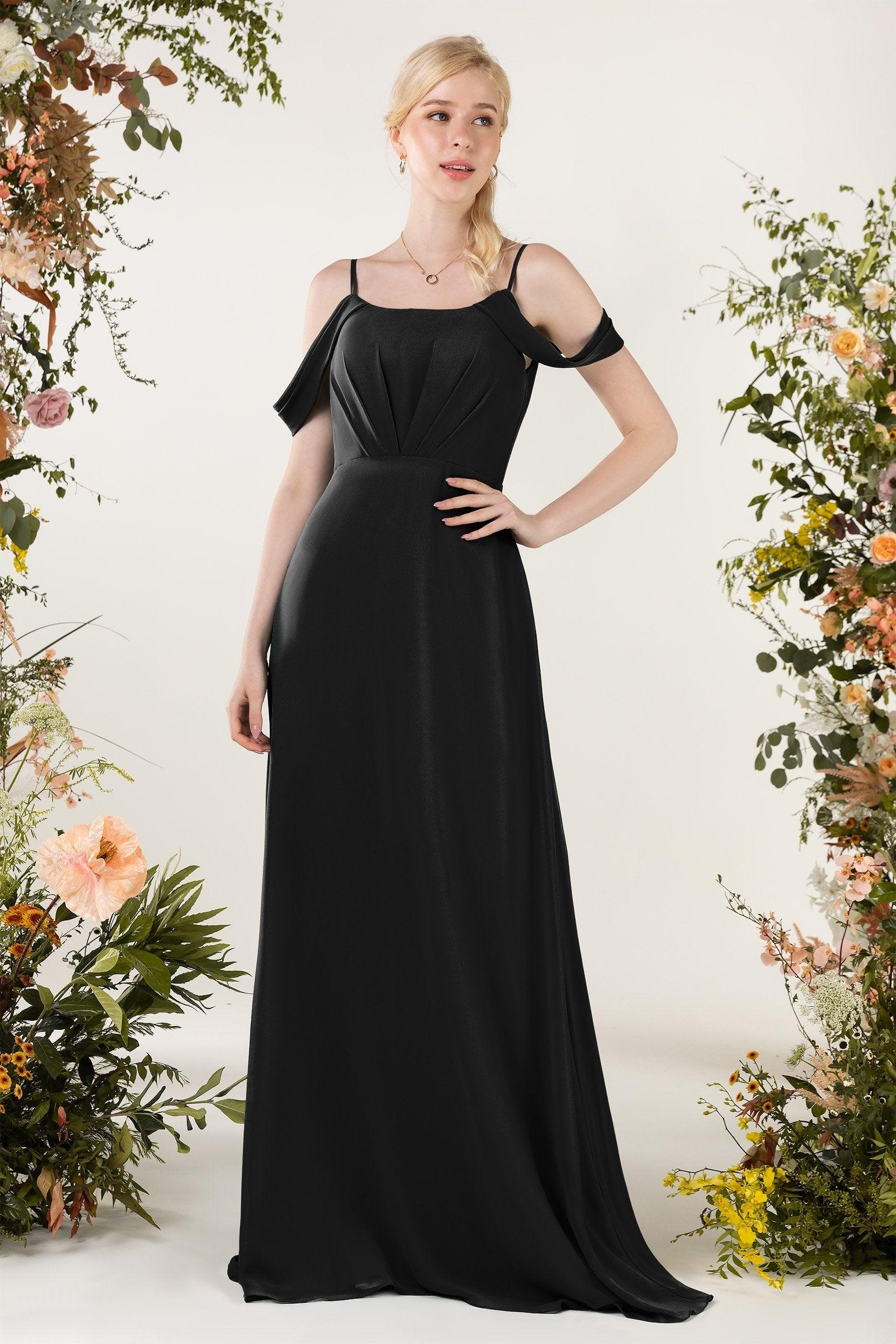 Sheath Sweep-Brush Train Chiffon Bridesmaid Dress CB0453 - COCOMELODY