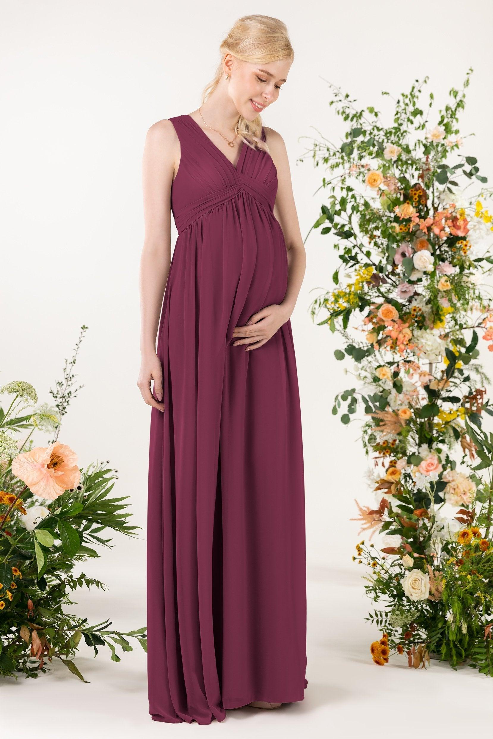 A-Line Sweep-Brush Train Chiffon Bridesmaid Dress CB0455M - COCOMELODY