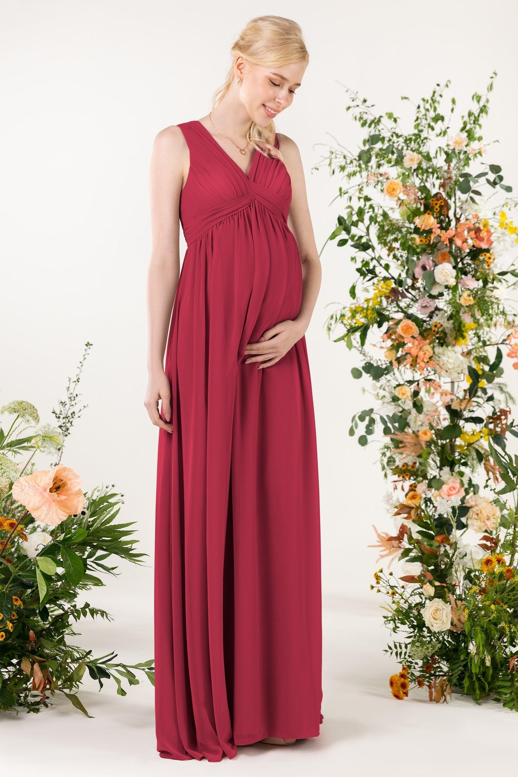 A-Line Sweep-Brush Train Chiffon Bridesmaid Dress CB0455M - COCOMELODY