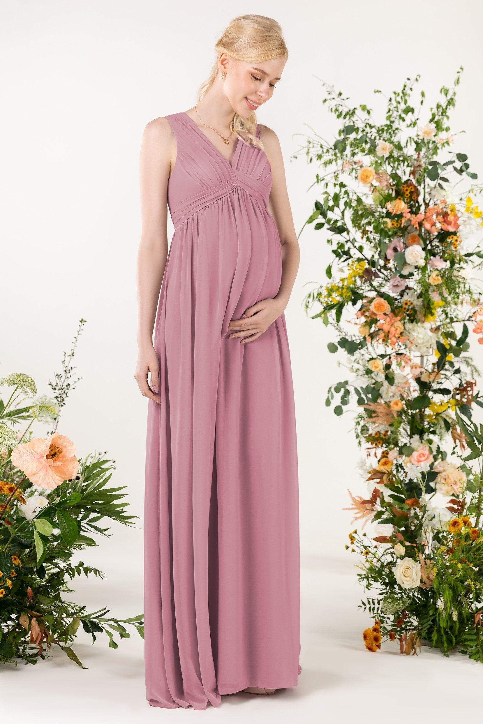 A-Line Sweep-Brush Train Chiffon Bridesmaid Dress CB0455M - COCOMELODY