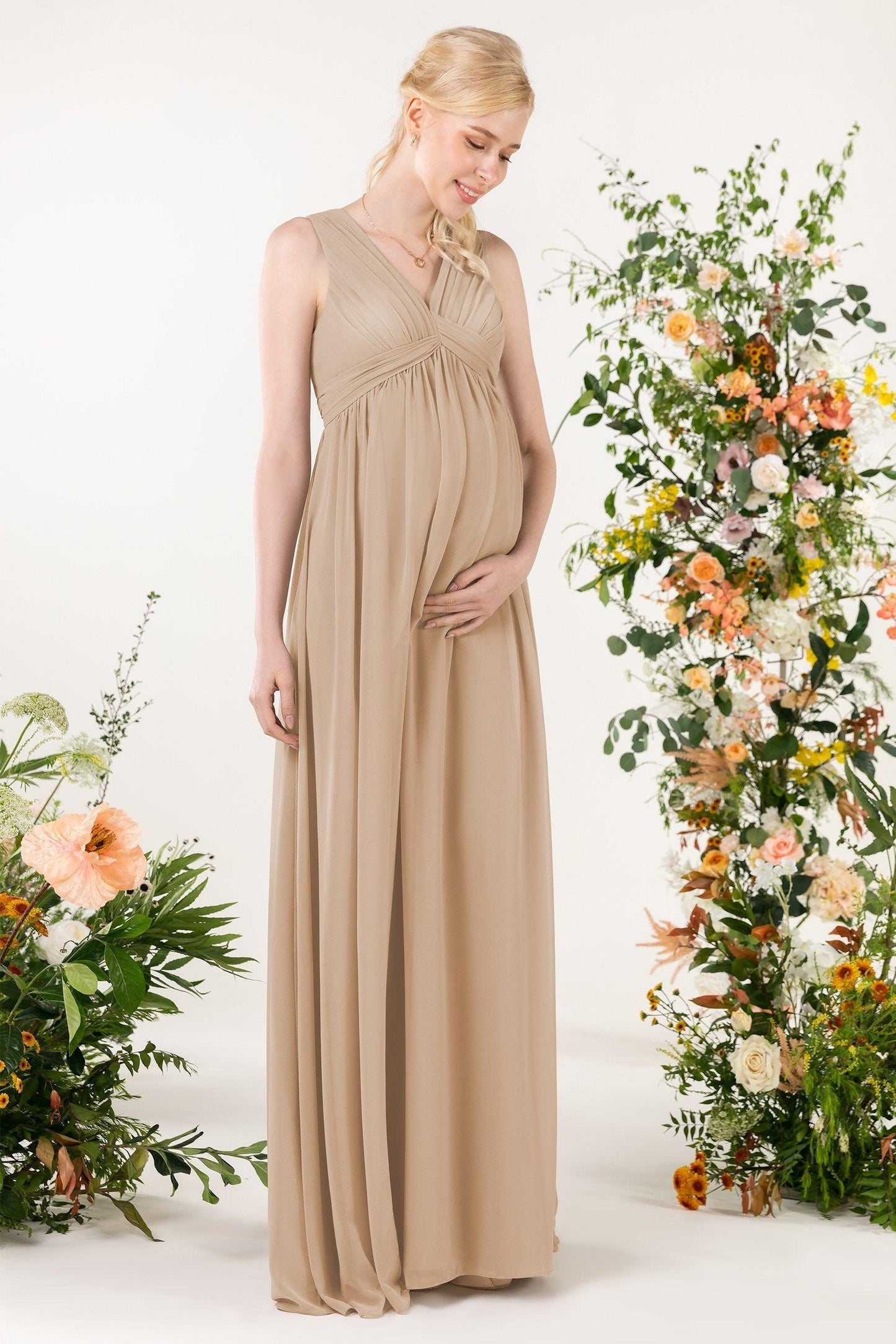 A-Line Sweep-Brush Train Chiffon Bridesmaid Dress CB0455M - COCOMELODY