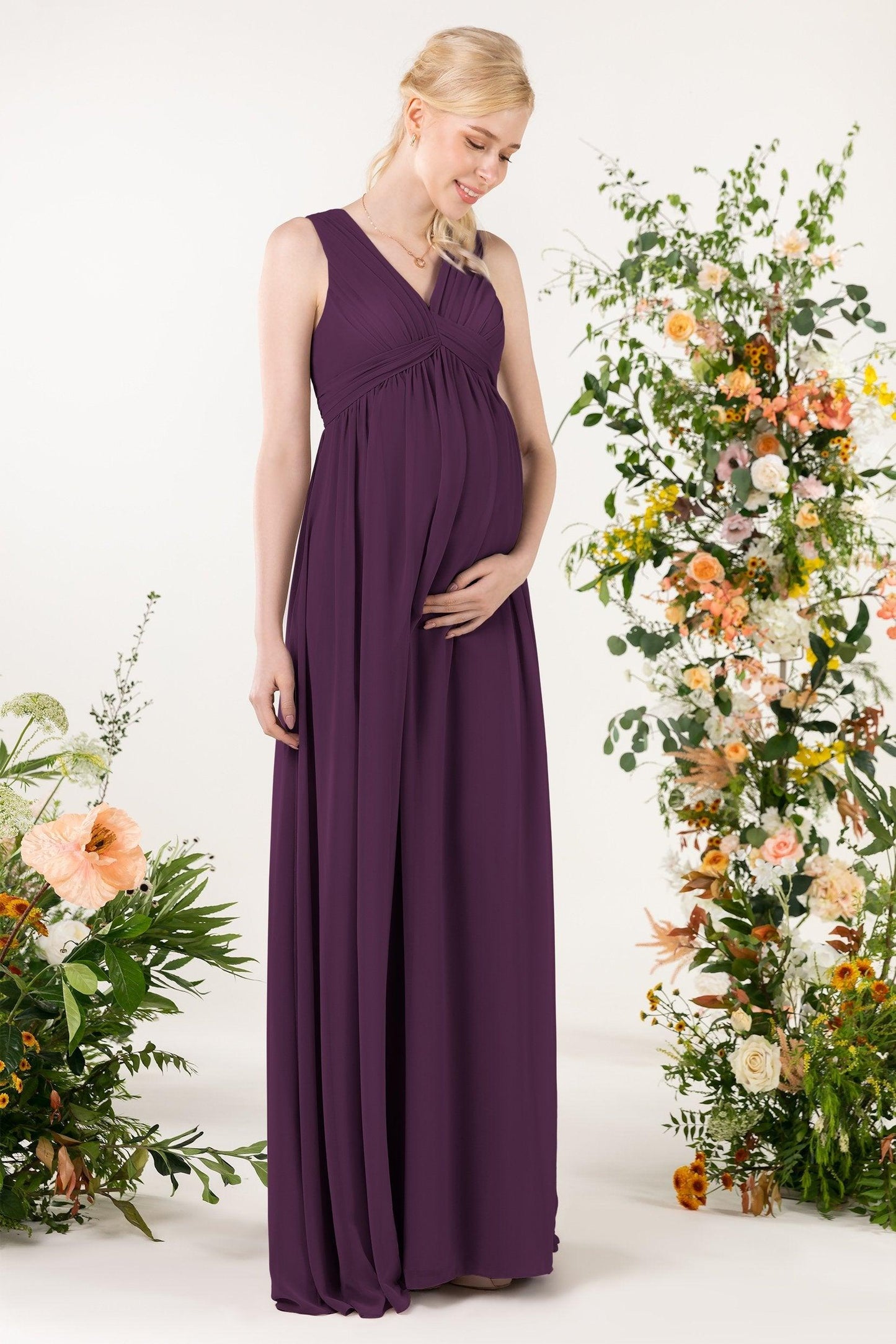 A-Line Sweep-Brush Train Chiffon Bridesmaid Dress CB0455M - COCOMELODY