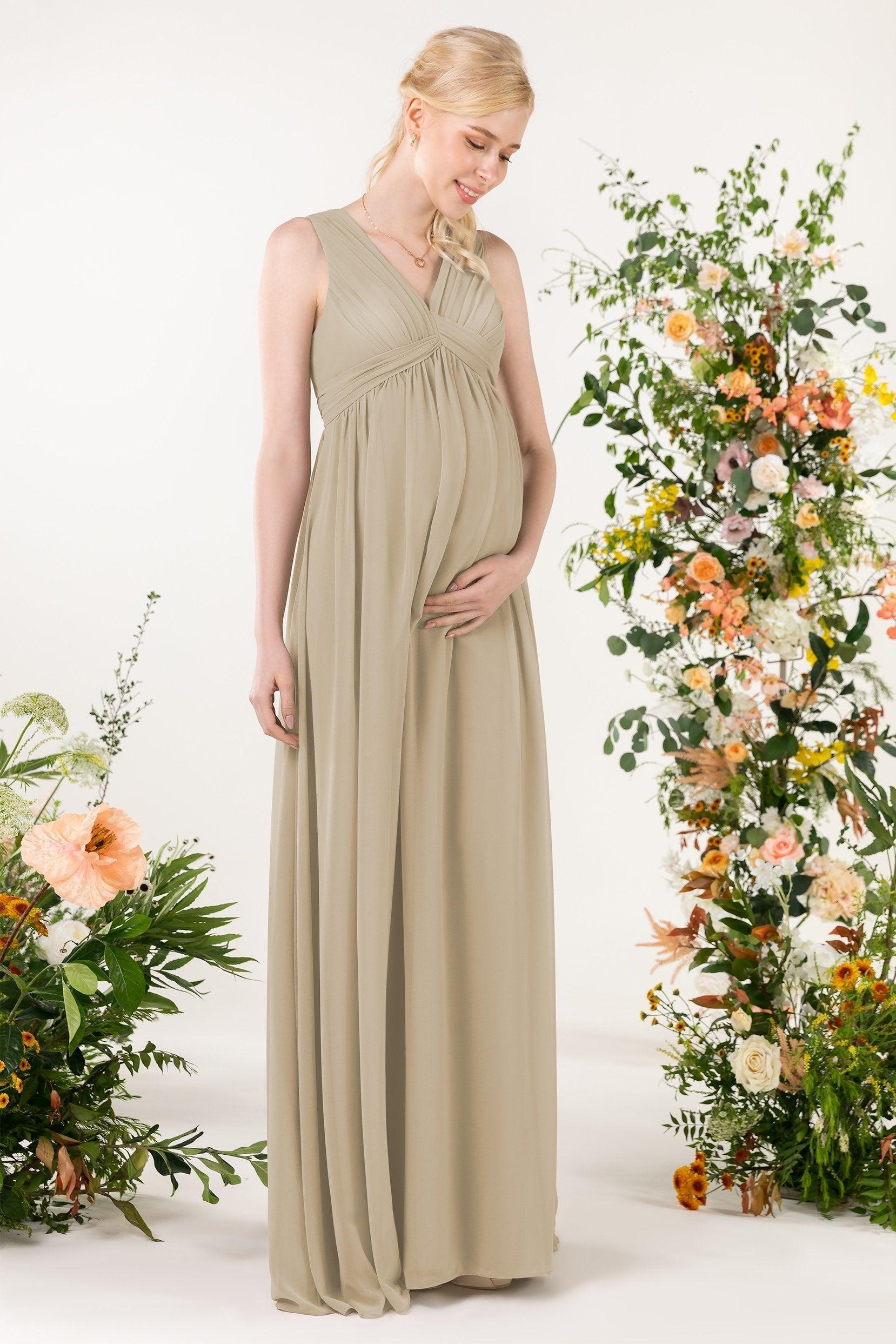A-Line Sweep-Brush Train Chiffon Bridesmaid Dress CB0455M - COCOMELODY