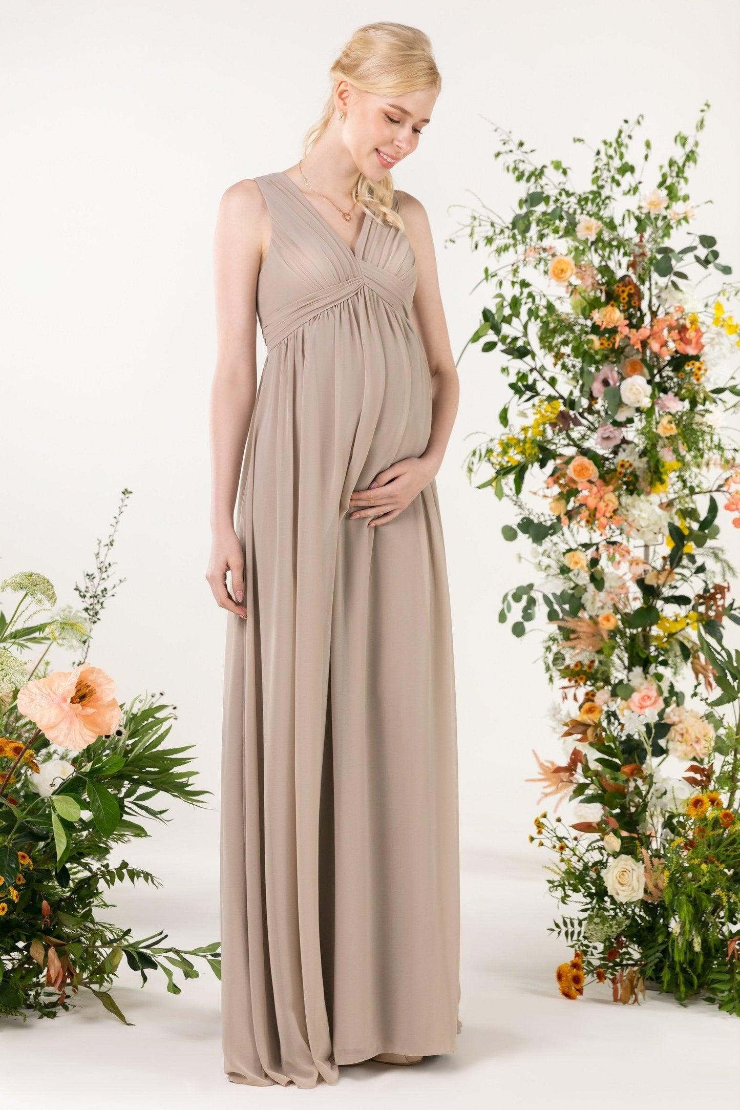 A-Line Sweep-Brush Train Chiffon Bridesmaid Dress CB0455M - COCOMELODY