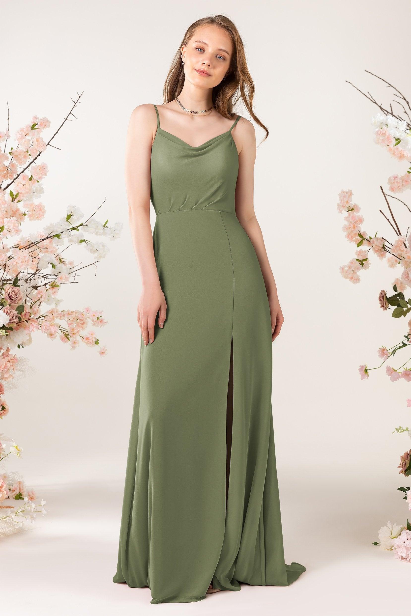 Sheath Sweep-Brush Train Chiffon Bridesmaid Dress CB0457 - COCOMELODY