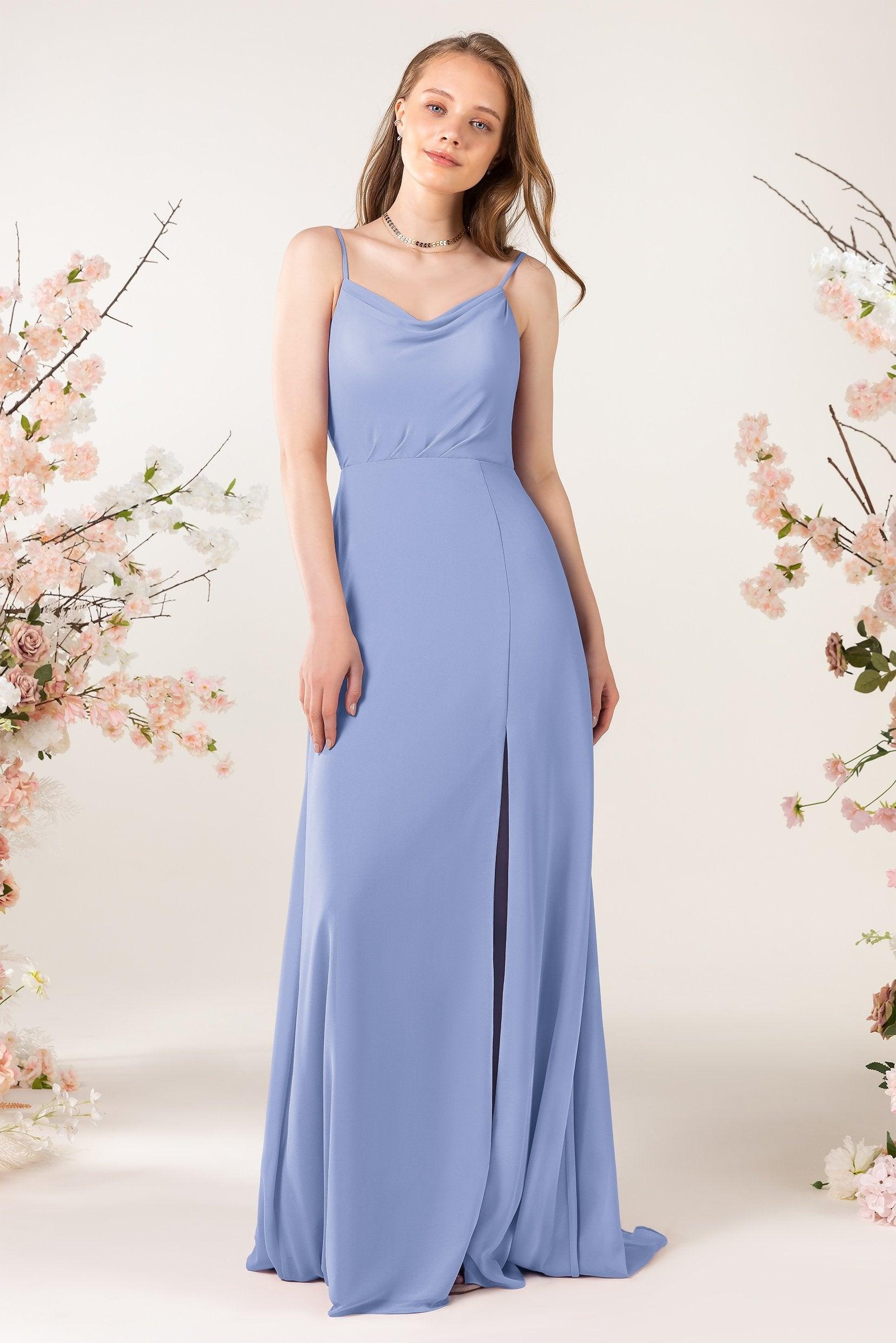 Sheath Sweep-Brush Train Chiffon Bridesmaid Dress CB0457 - COCOMELODY