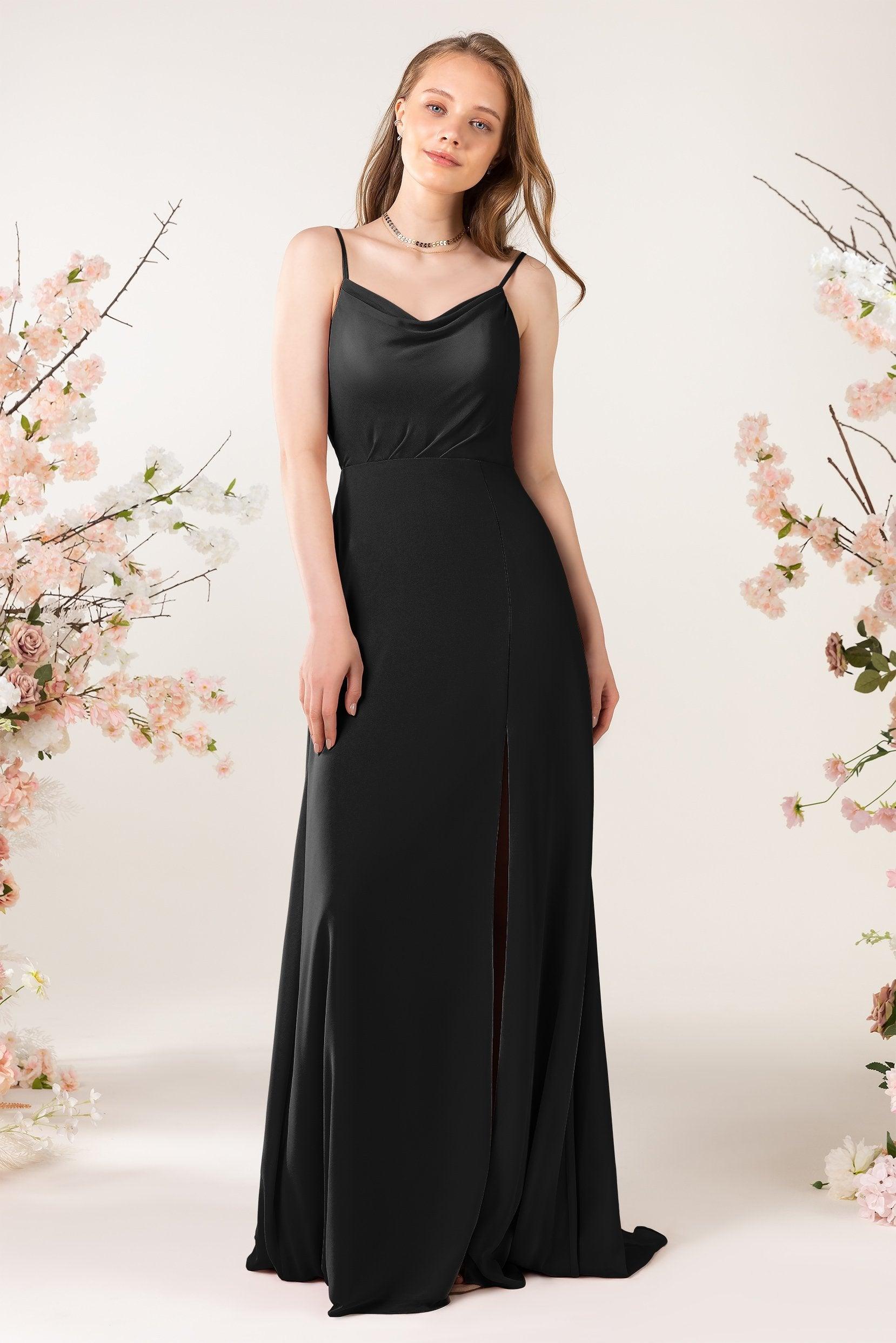 Sheath Sweep-Brush Train Chiffon Bridesmaid Dress CB0457 - COCOMELODY