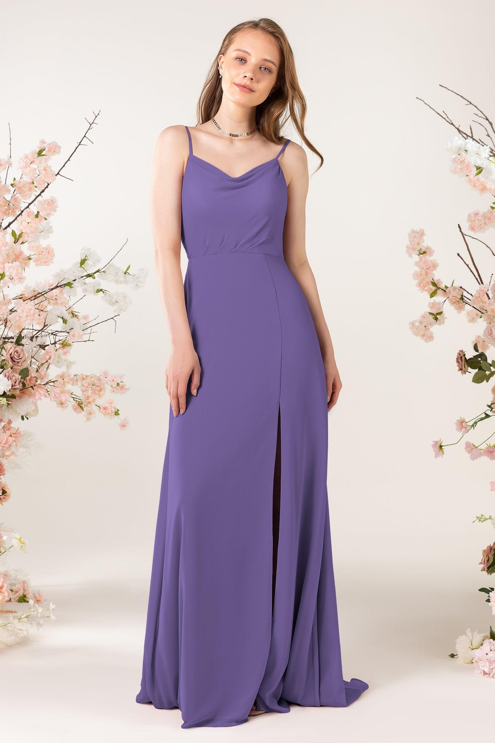 Sheath Sweep-Brush Train Chiffon Bridesmaid Dress CB0457 - COCOMELODY