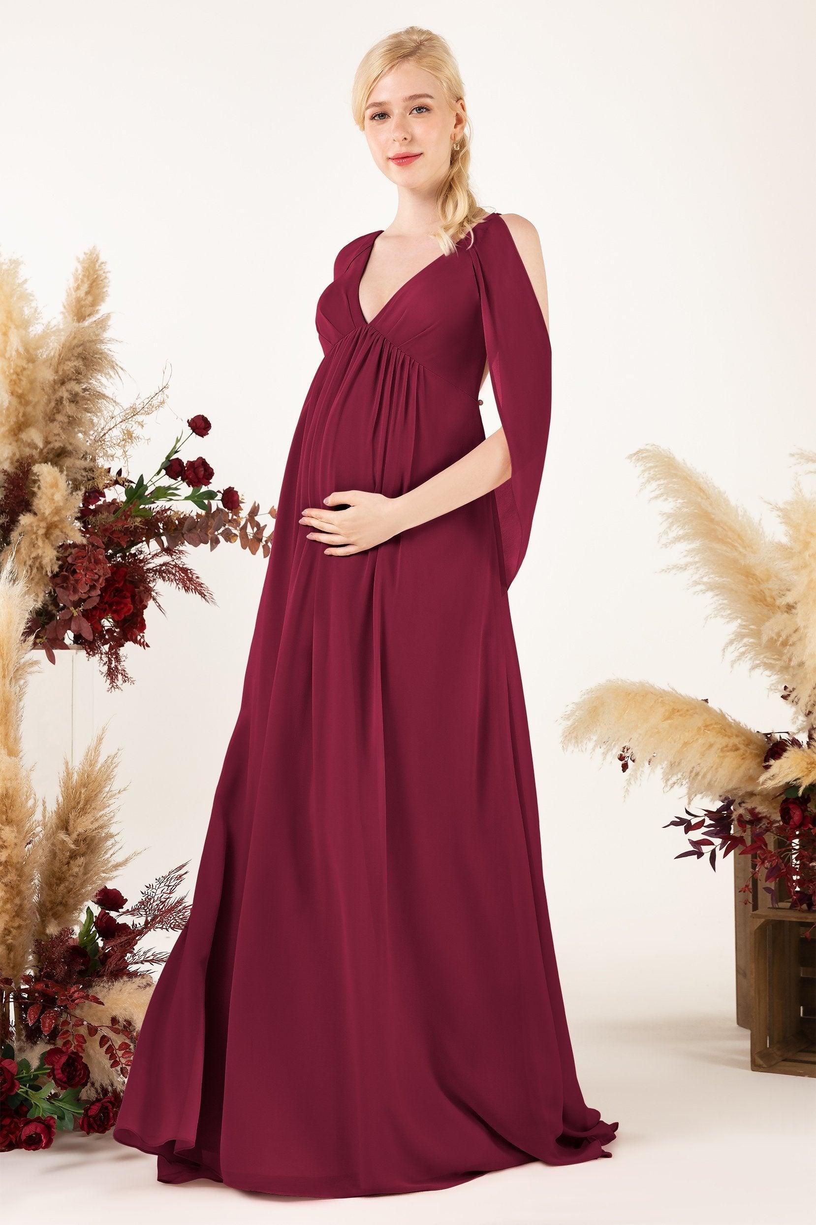 A-Line Sweep-Brush Train Chiffon Bridesmaid Dress CB0458M - COCOMELODY