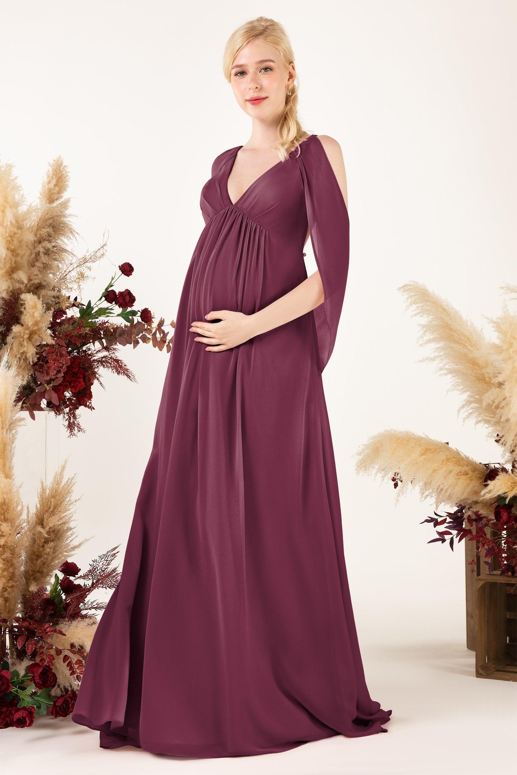 A-Line Sweep-Brush Train Chiffon Bridesmaid Dress CB0458M - COCOMELODY