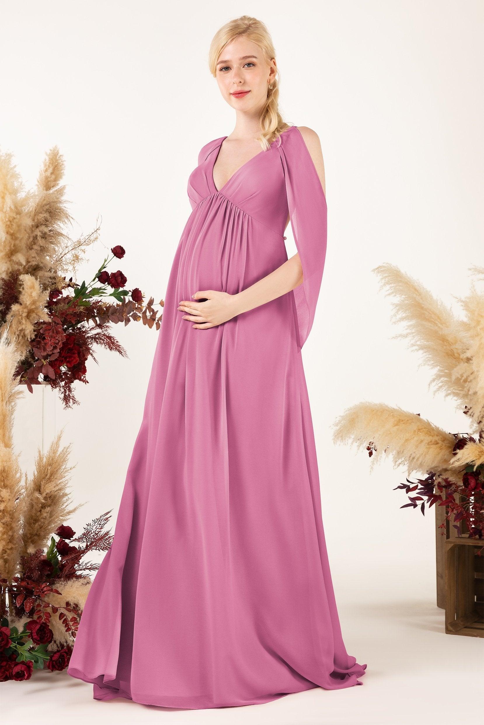 A-Line Sweep-Brush Train Chiffon Bridesmaid Dress CB0458M - COCOMELODY