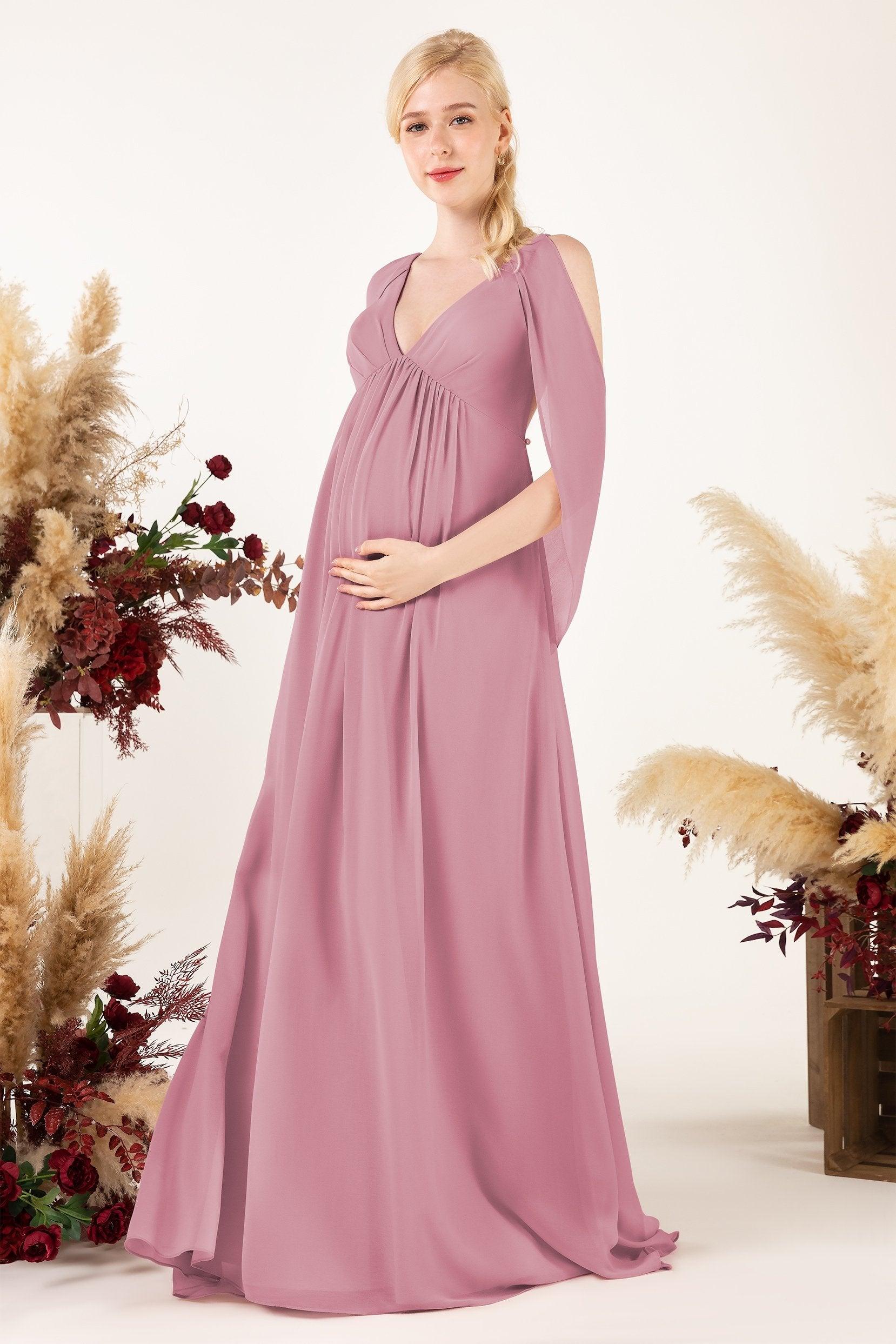 A-Line Sweep-Brush Train Chiffon Bridesmaid Dress CB0458M - COCOMELODY