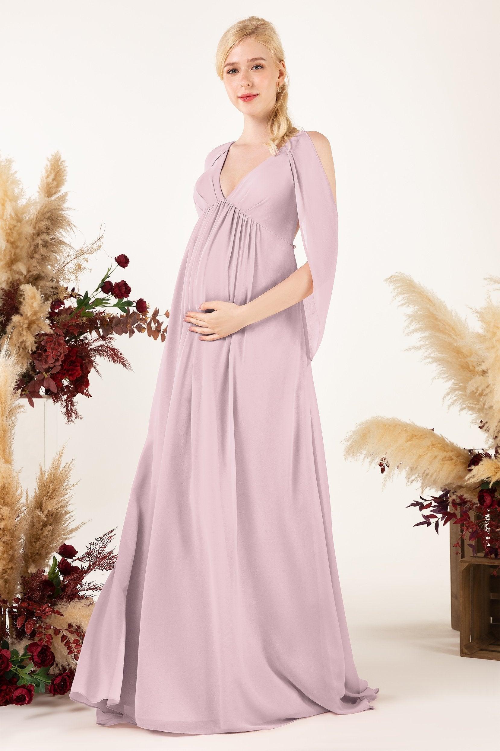 A-Line Sweep-Brush Train Chiffon Bridesmaid Dress CB0458M - COCOMELODY