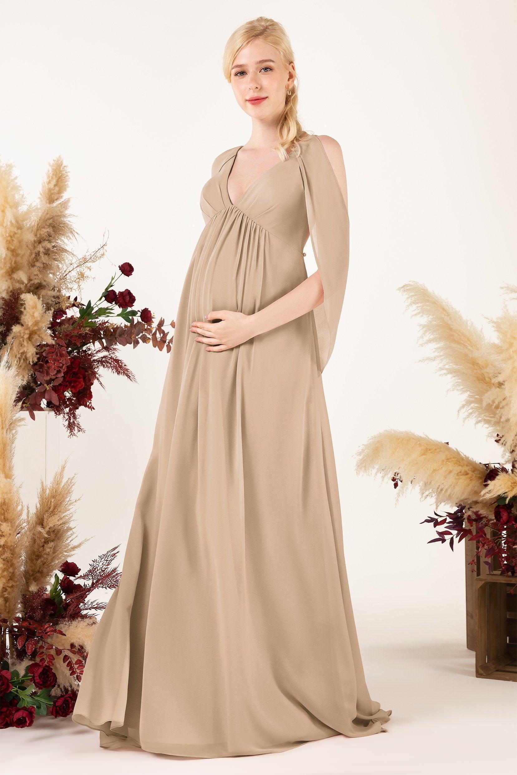 A-Line Sweep-Brush Train Chiffon Bridesmaid Dress CB0458M - COCOMELODY
