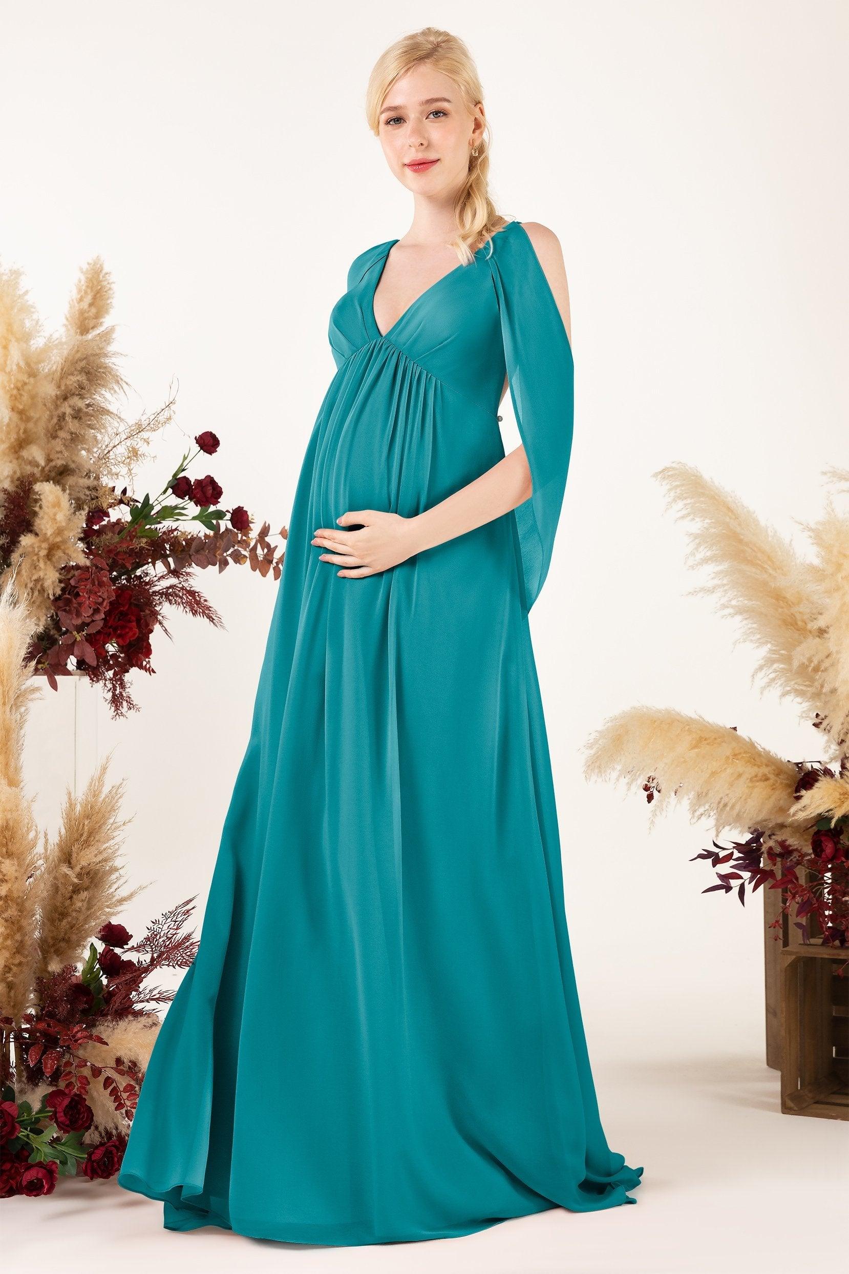 A-Line Sweep-Brush Train Chiffon Bridesmaid Dress CB0458M - COCOMELODY