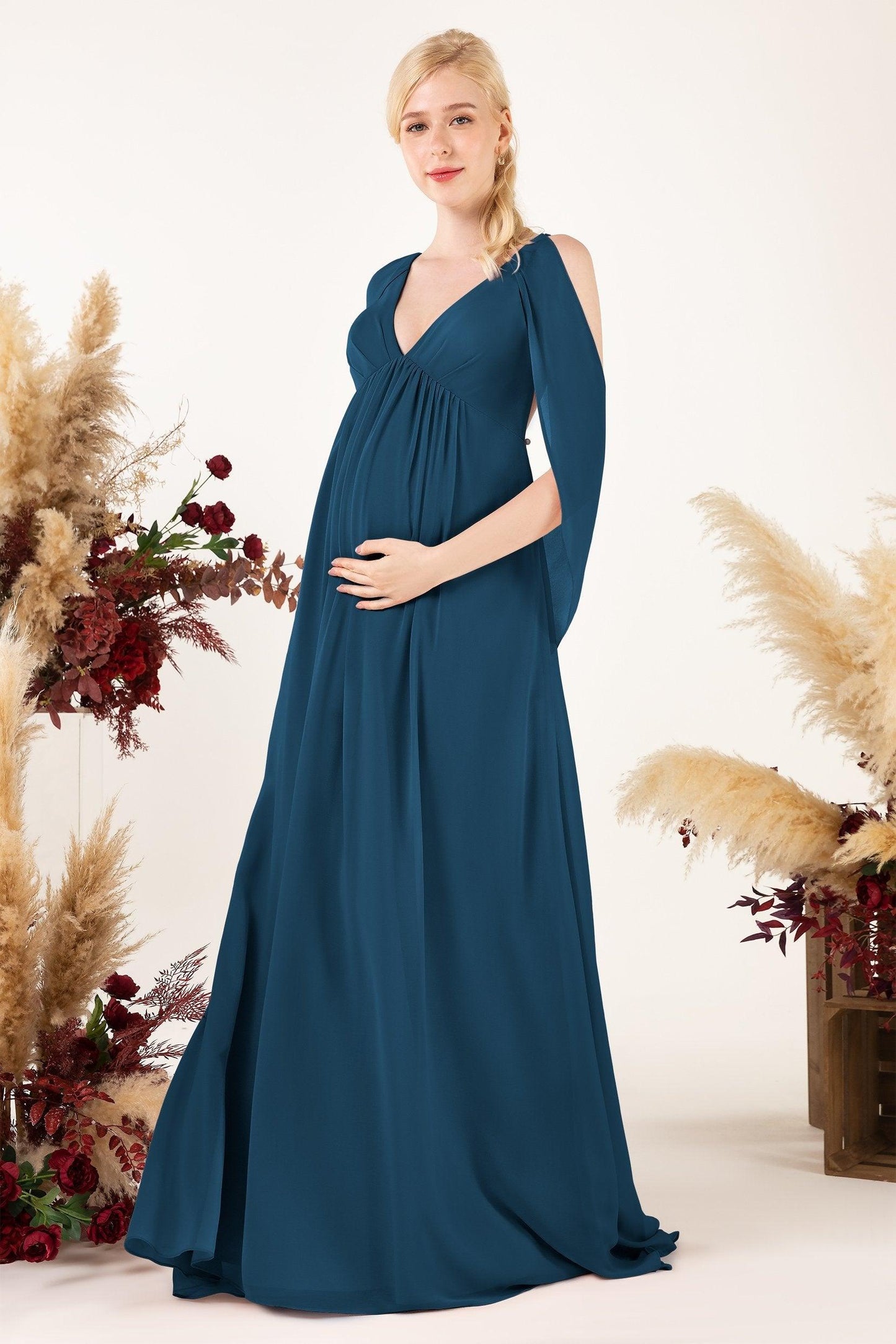 A-Line Sweep-Brush Train Chiffon Bridesmaid Dress CB0458M - COCOMELODY