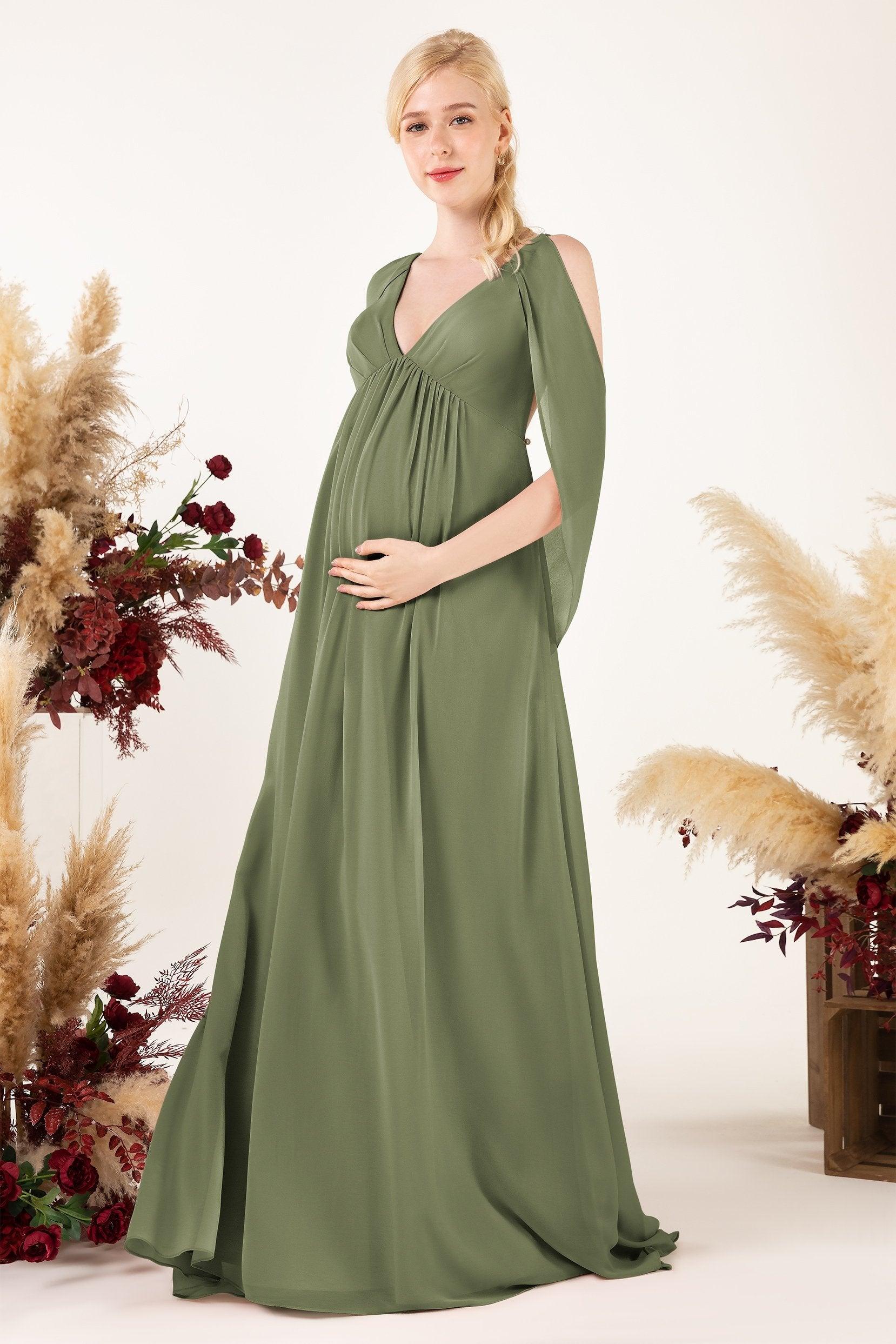 A-Line Sweep-Brush Train Chiffon Bridesmaid Dress CB0458M - COCOMELODY