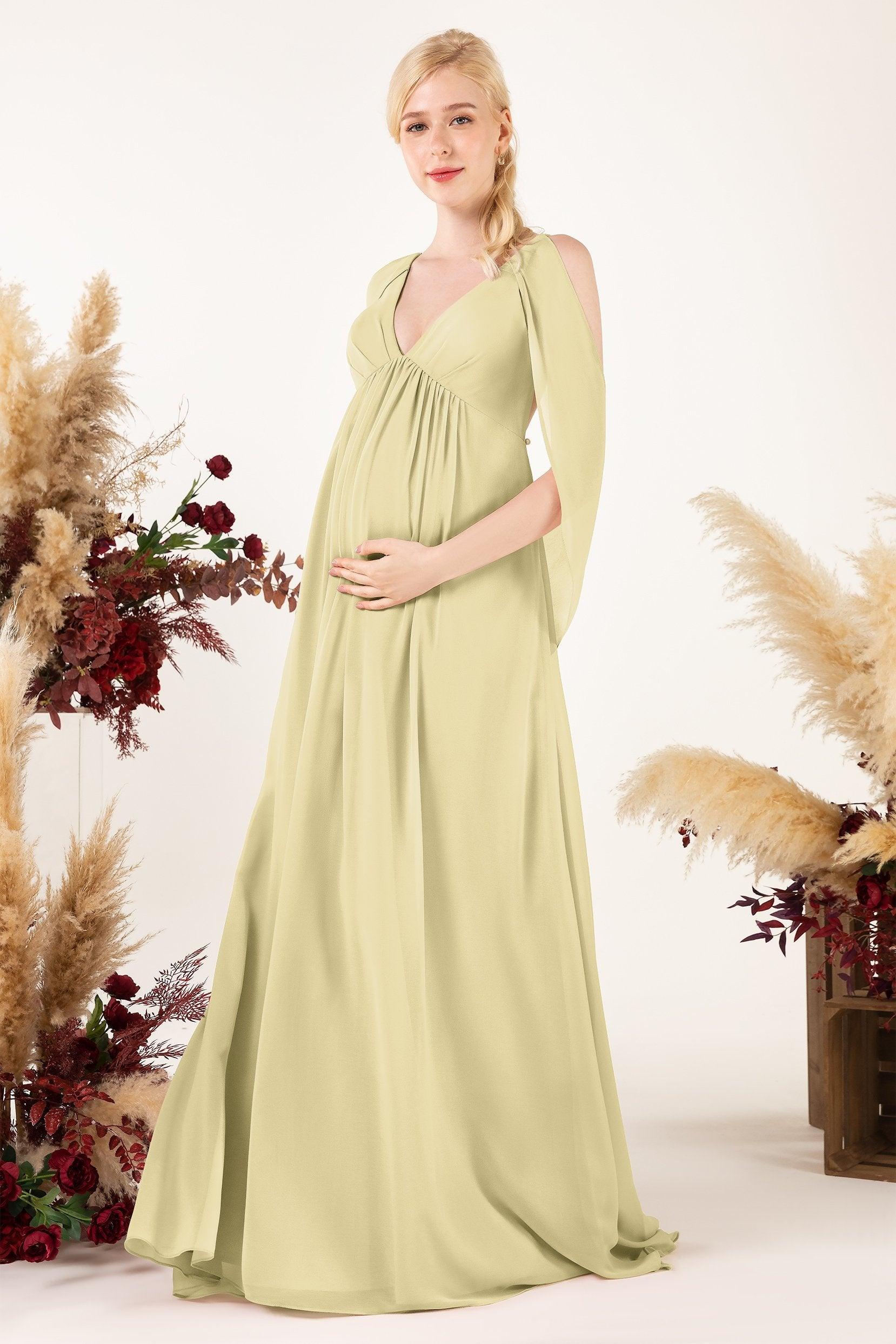 A-Line Sweep-Brush Train Chiffon Bridesmaid Dress CB0458M - COCOMELODY
