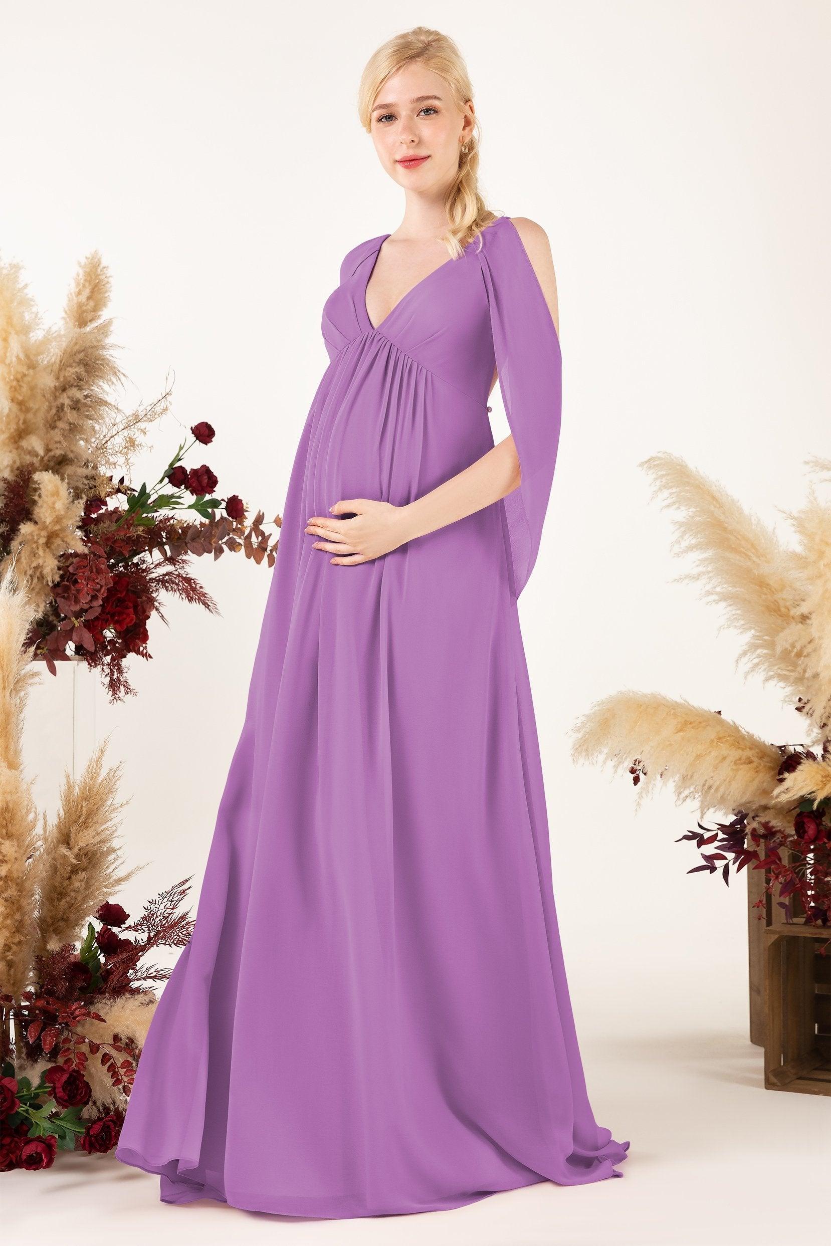 A-Line Sweep-Brush Train Chiffon Bridesmaid Dress CB0458M - COCOMELODY