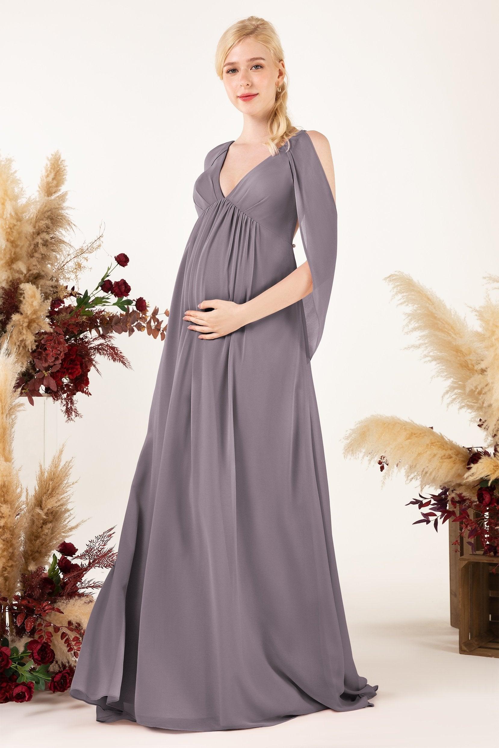 A-Line Sweep-Brush Train Chiffon Bridesmaid Dress CB0458M - COCOMELODY
