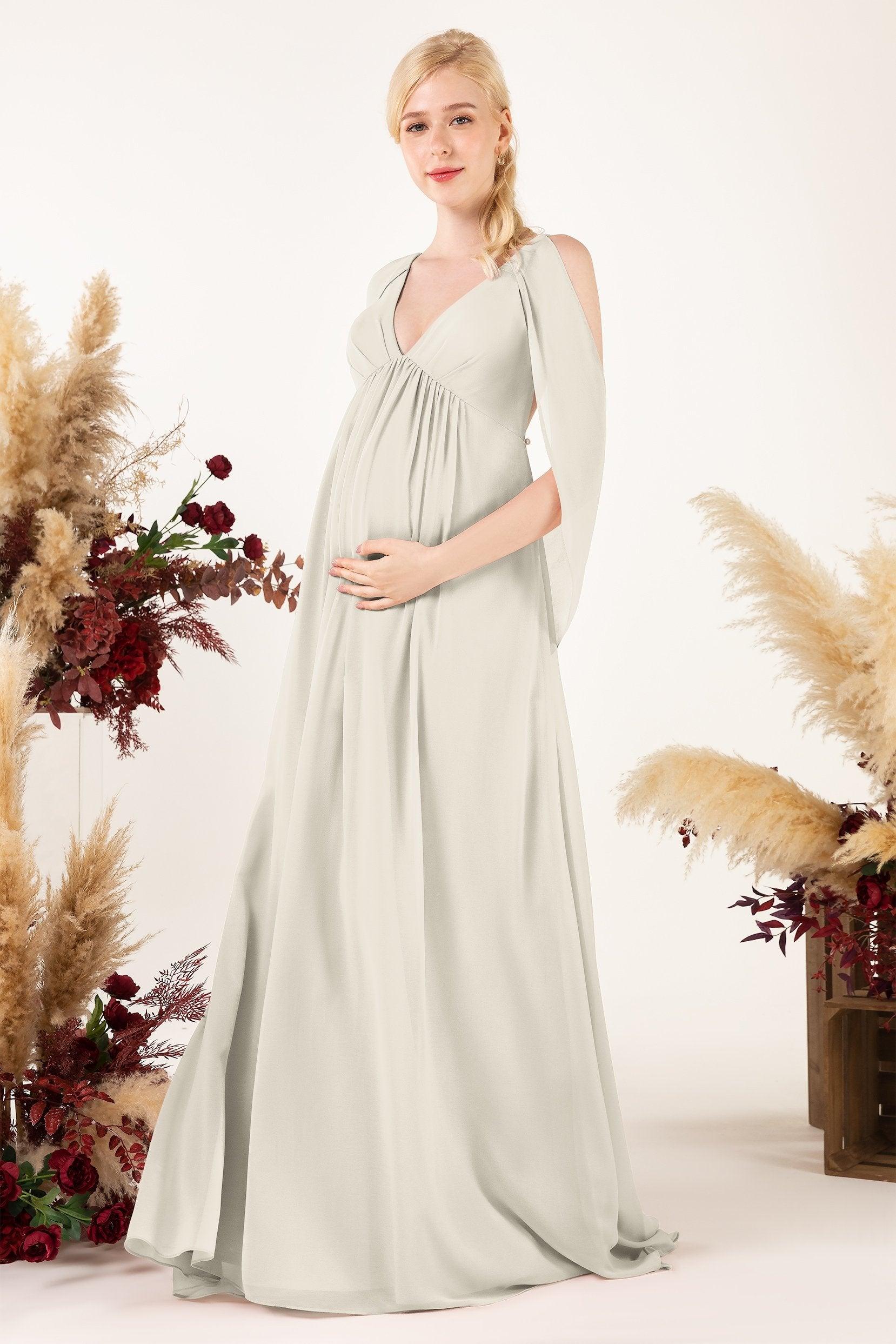 A-Line Sweep-Brush Train Chiffon Bridesmaid Dress CB0458M - COCOMELODY