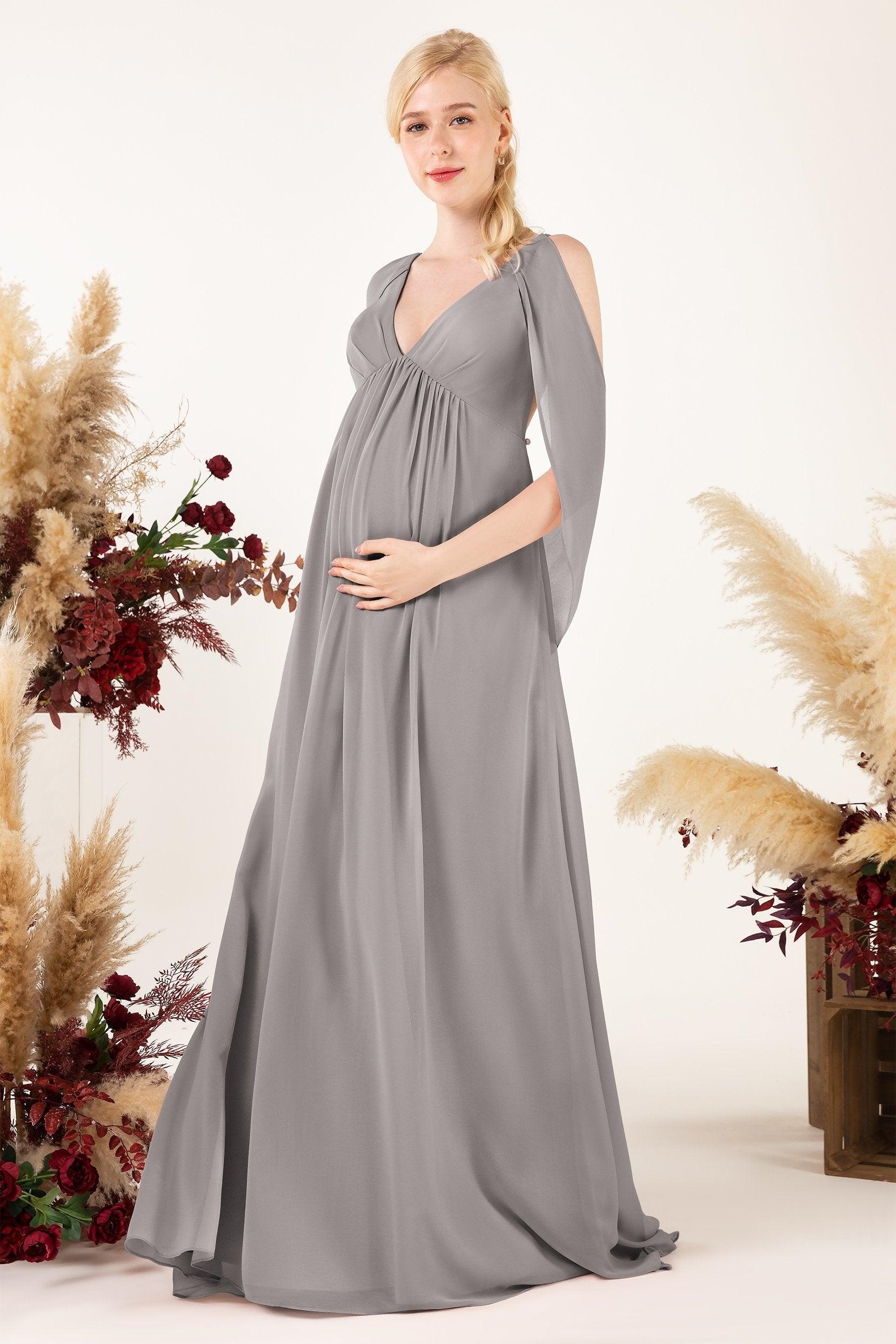 A-Line Sweep-Brush Train Chiffon Bridesmaid Dress CB0458M - COCOMELODY