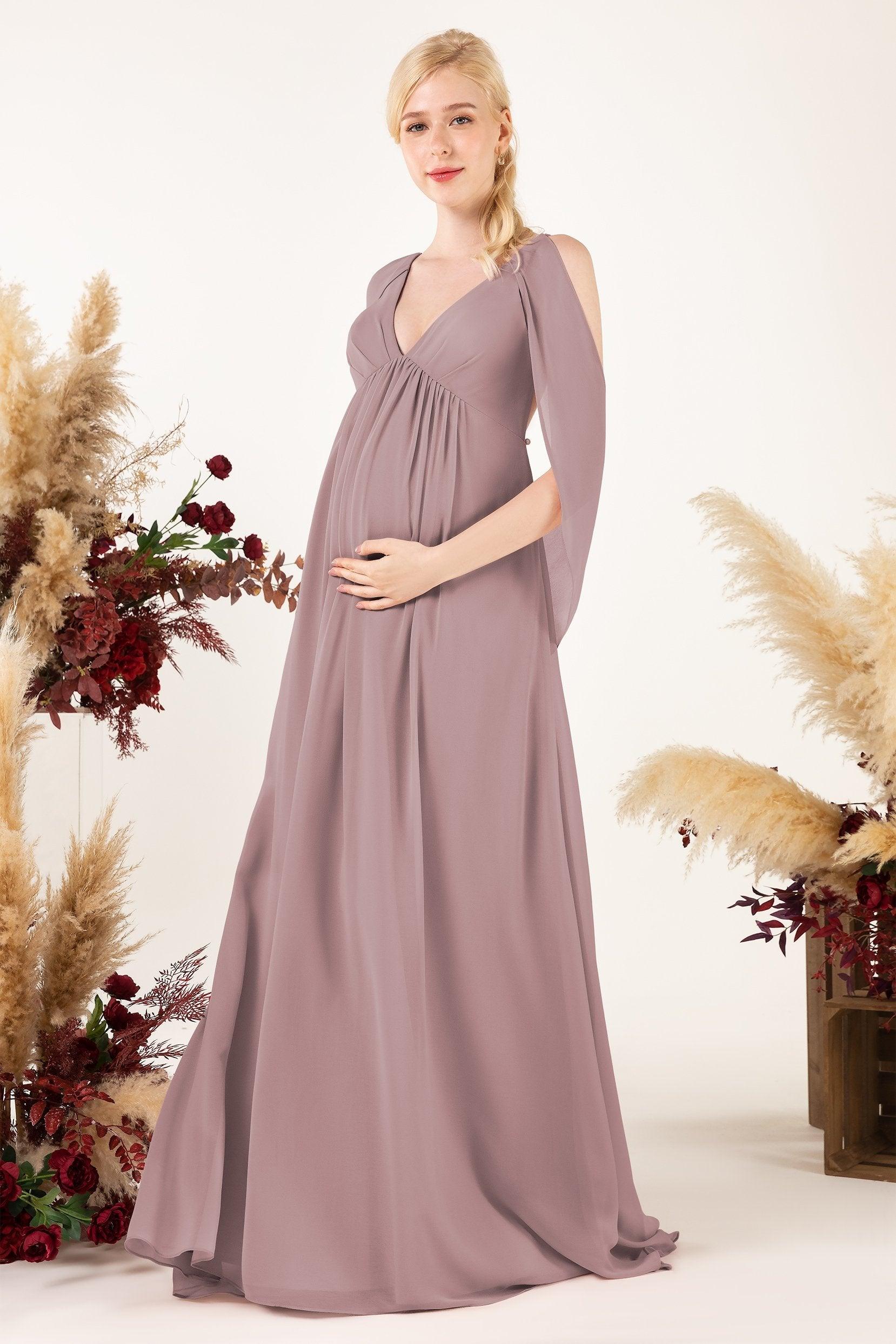 A-Line Sweep-Brush Train Chiffon Bridesmaid Dress CB0458M - COCOMELODY