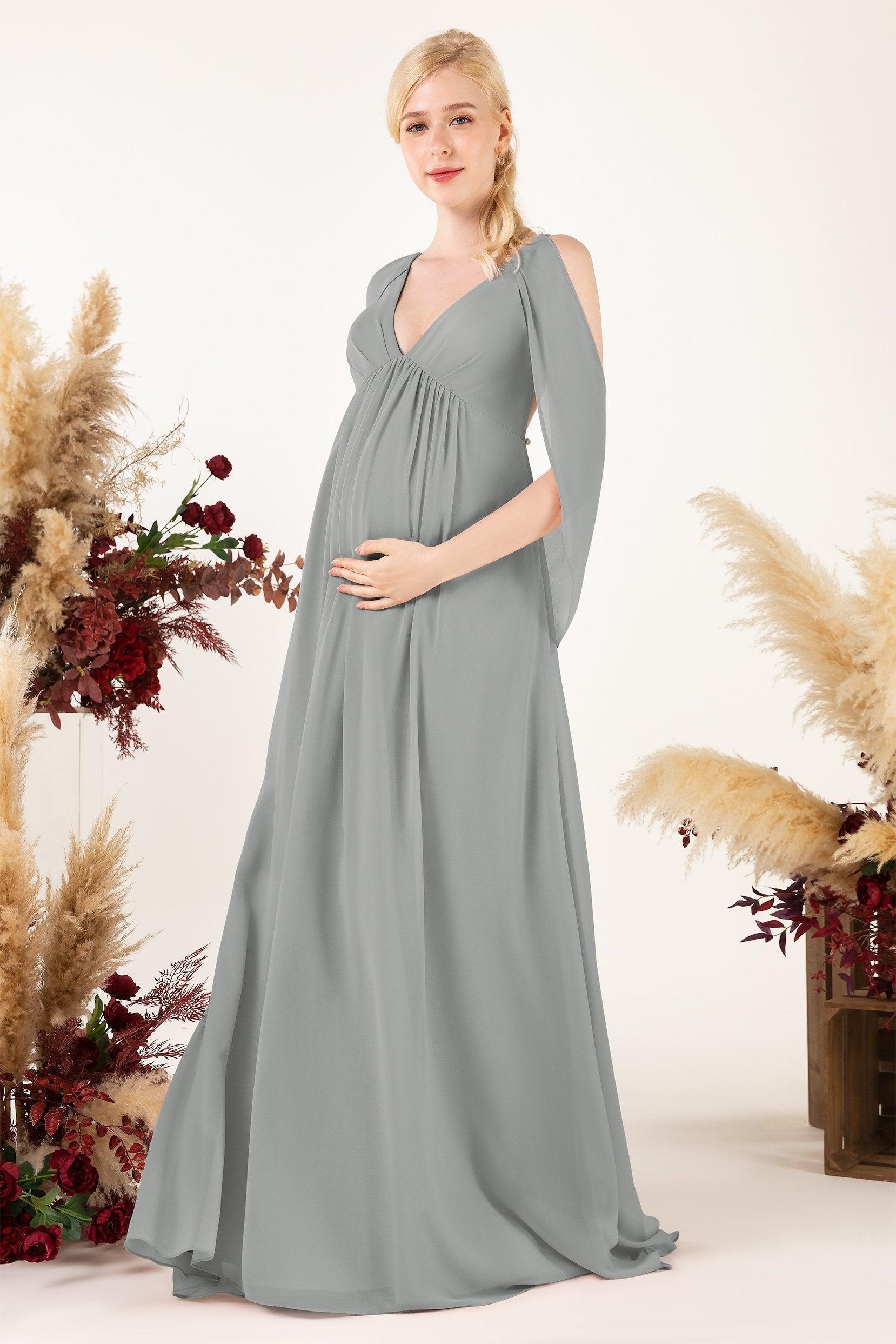 A-Line Sweep-Brush Train Chiffon Bridesmaid Dress CB0458M - COCOMELODY