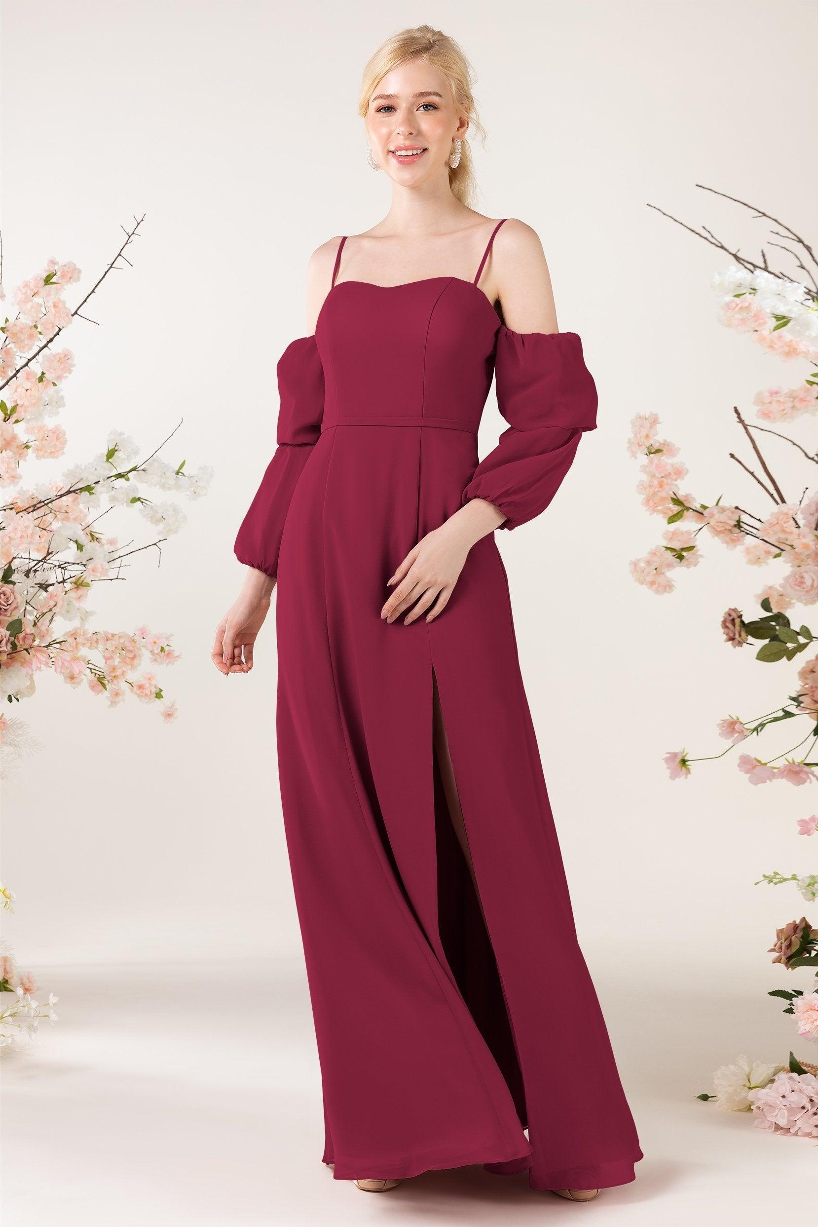 Trumpet Sweep-Brush Train Chiffon Bridesmaid Dress CB0459 - COCOMELODY