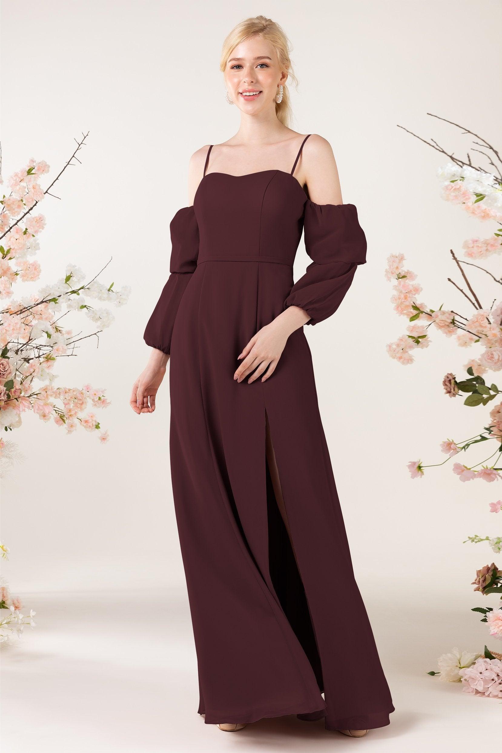 Trumpet Sweep-Brush Train Chiffon Bridesmaid Dress CB0459 - COCOMELODY