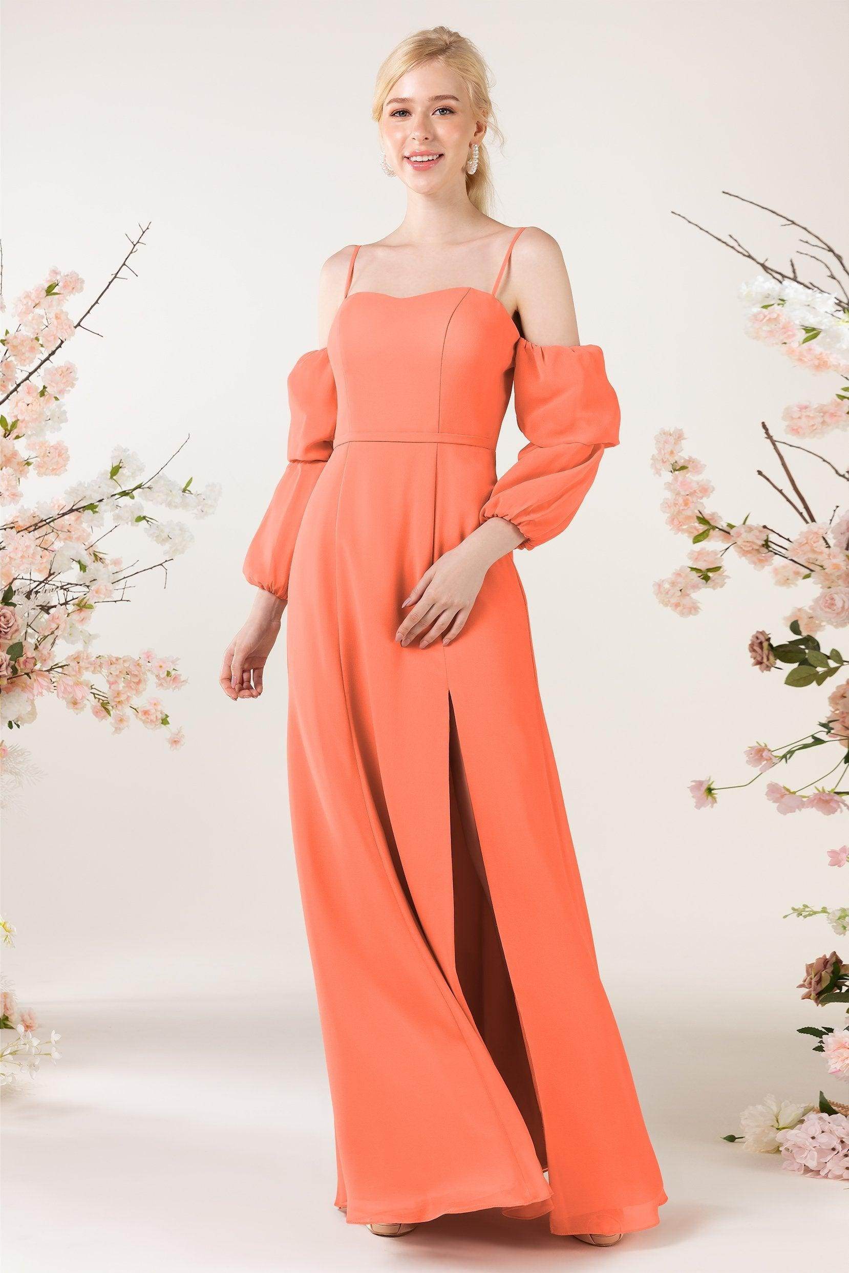 Trumpet Sweep-Brush Train Chiffon Bridesmaid Dress CB0459 - COCOMELODY