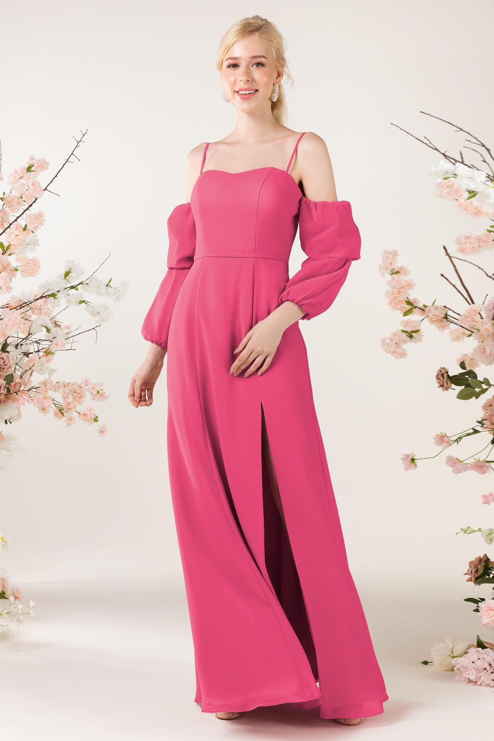 Trumpet Sweep-Brush Train Chiffon Bridesmaid Dress CB0459 - COCOMELODY