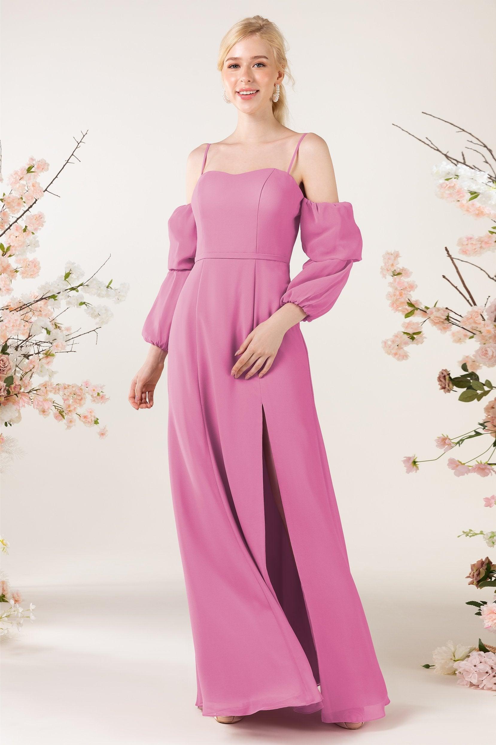 Trumpet Sweep-Brush Train Chiffon Bridesmaid Dress CB0459 - COCOMELODY