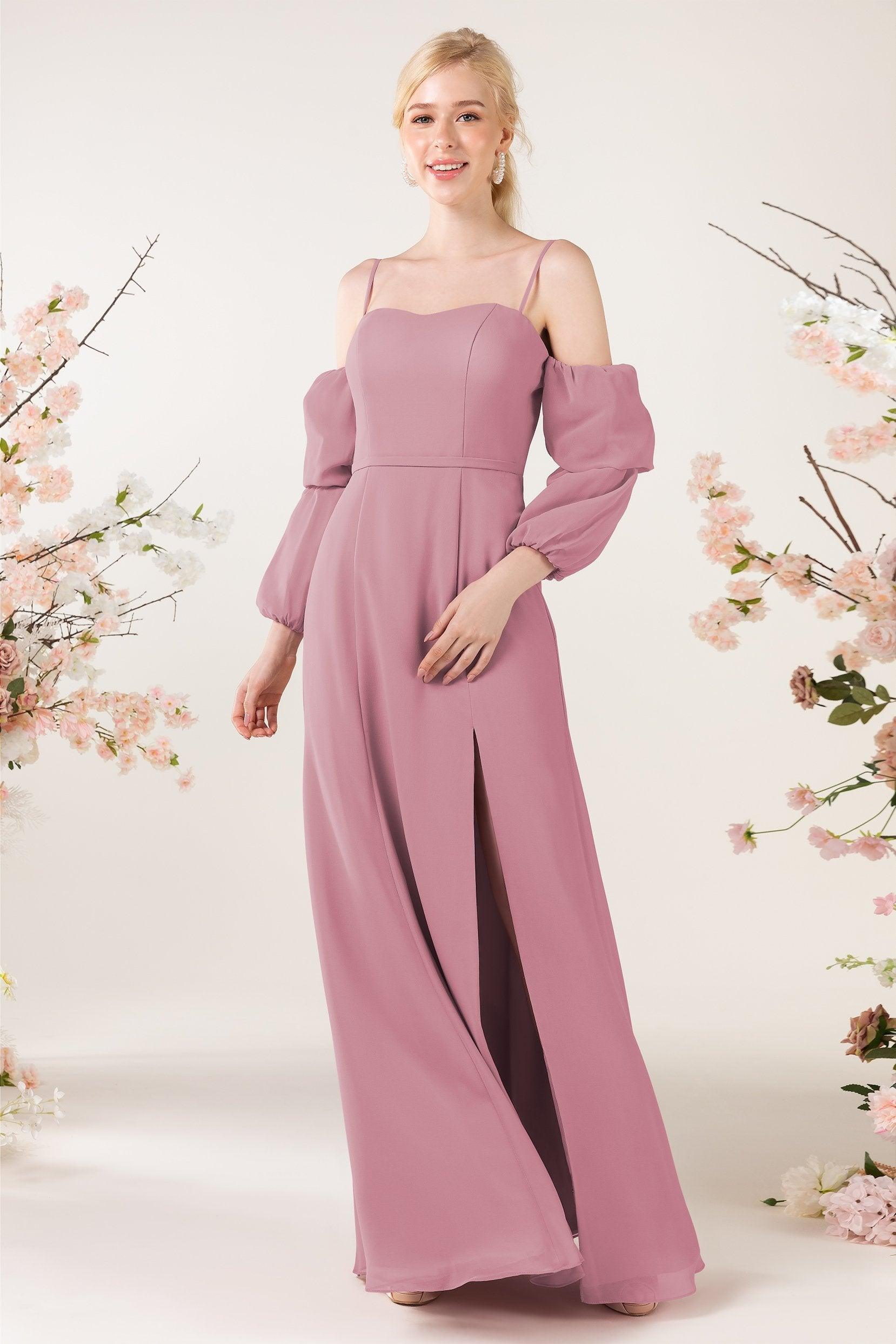 Trumpet Sweep-Brush Train Chiffon Bridesmaid Dress CB0459 - COCOMELODY