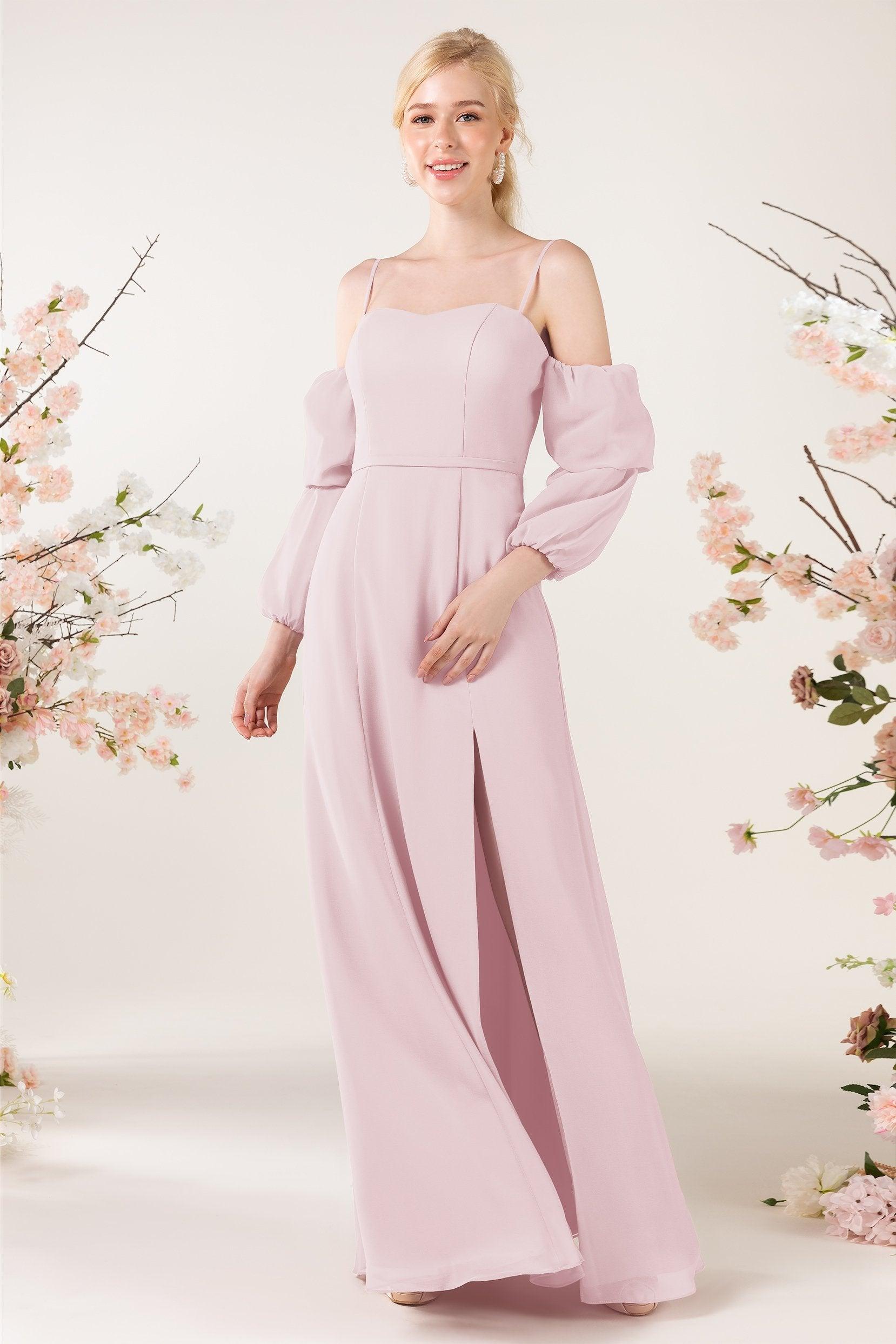 Trumpet Sweep-Brush Train Chiffon Bridesmaid Dress CB0459 - COCOMELODY