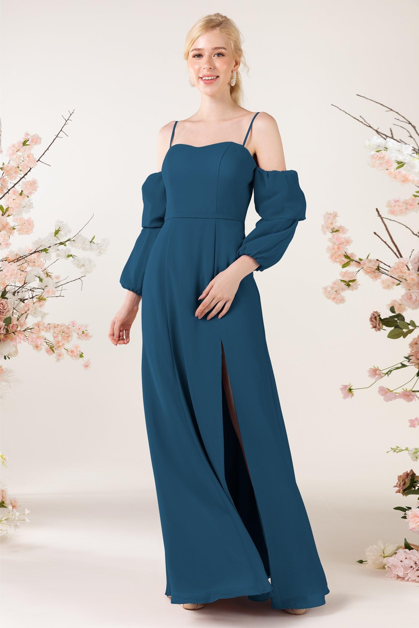 Trumpet Sweep-Brush Train Chiffon Bridesmaid Dress CB0459 - COCOMELODY