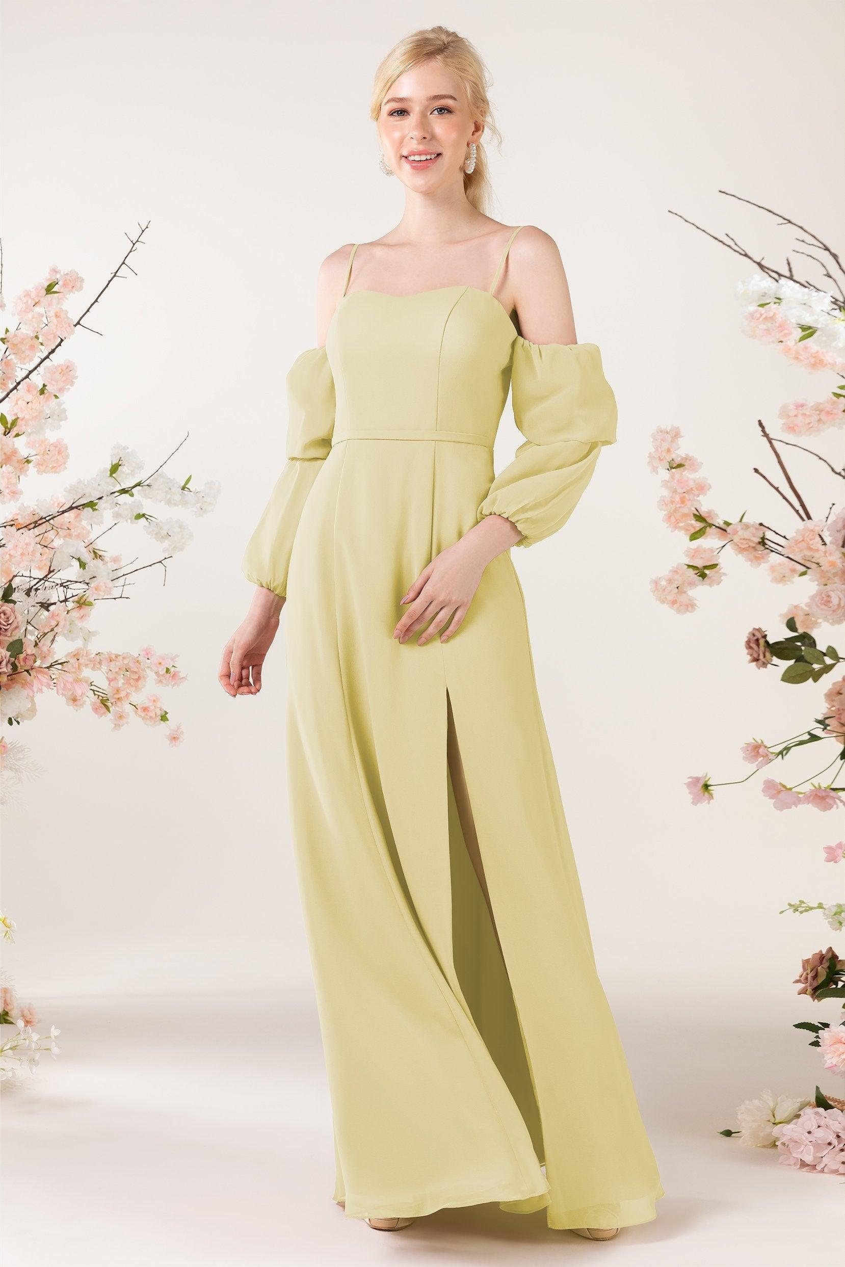 Trumpet Sweep-Brush Train Chiffon Bridesmaid Dress CB0459 - COCOMELODY