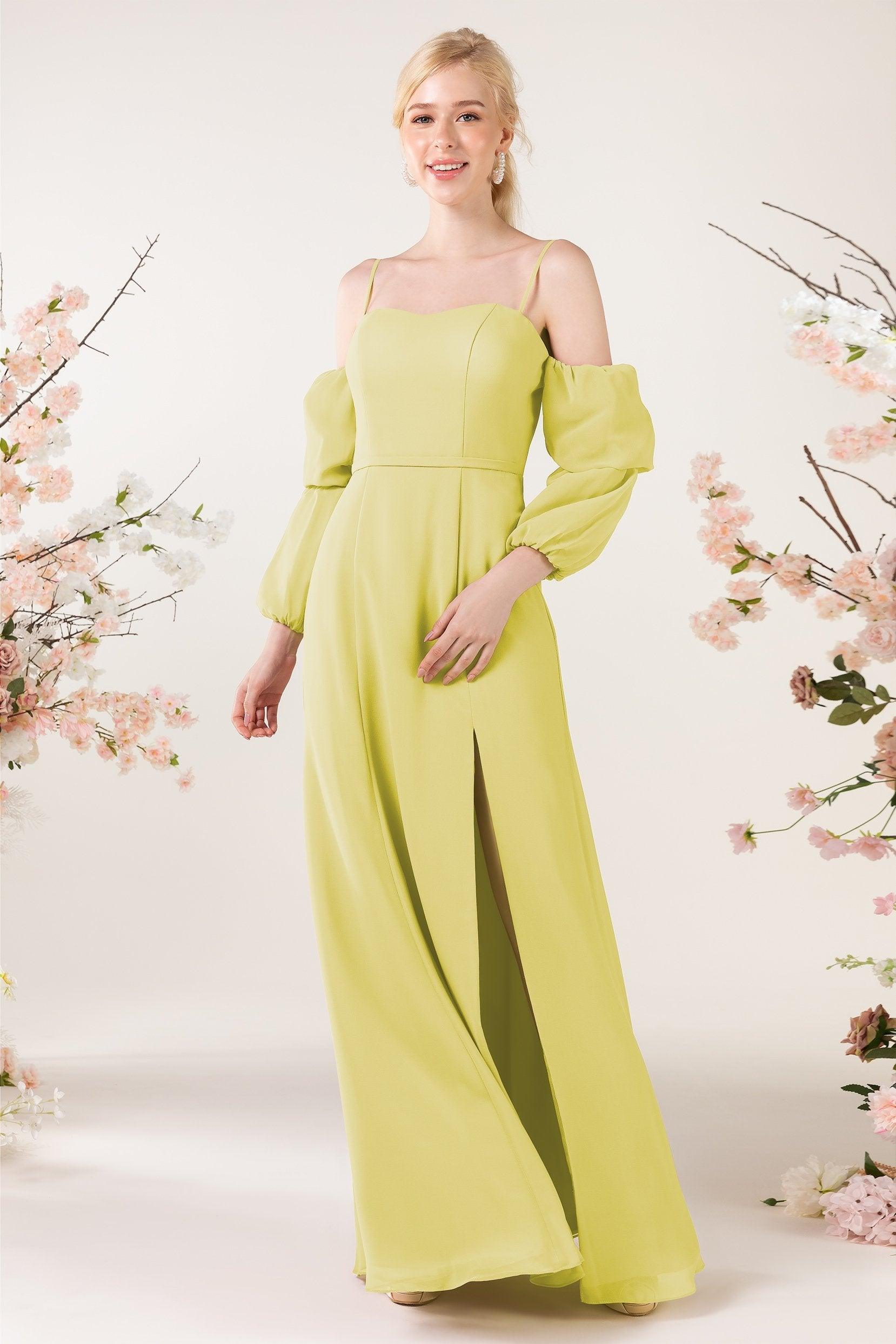 Trumpet Sweep-Brush Train Chiffon Bridesmaid Dress CB0459 - COCOMELODY