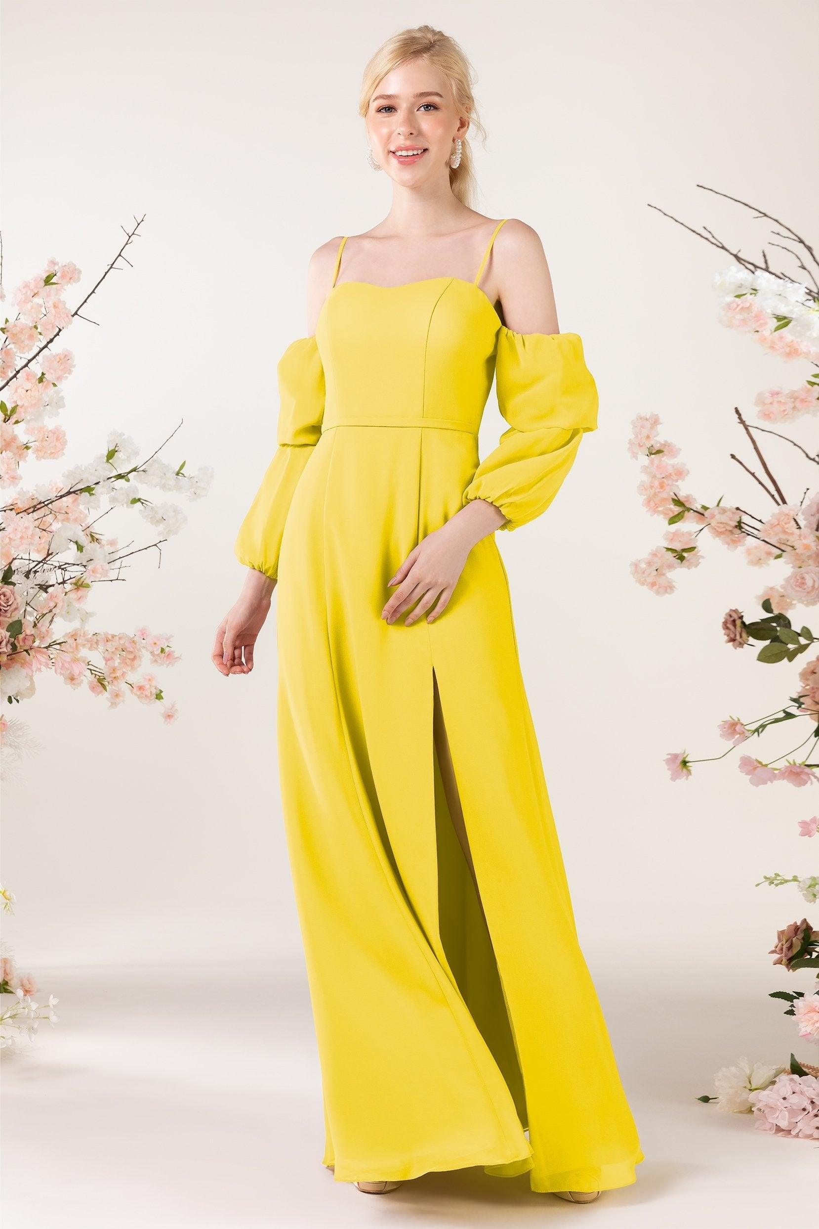 Trumpet Sweep-Brush Train Chiffon Bridesmaid Dress CB0459 - COCOMELODY