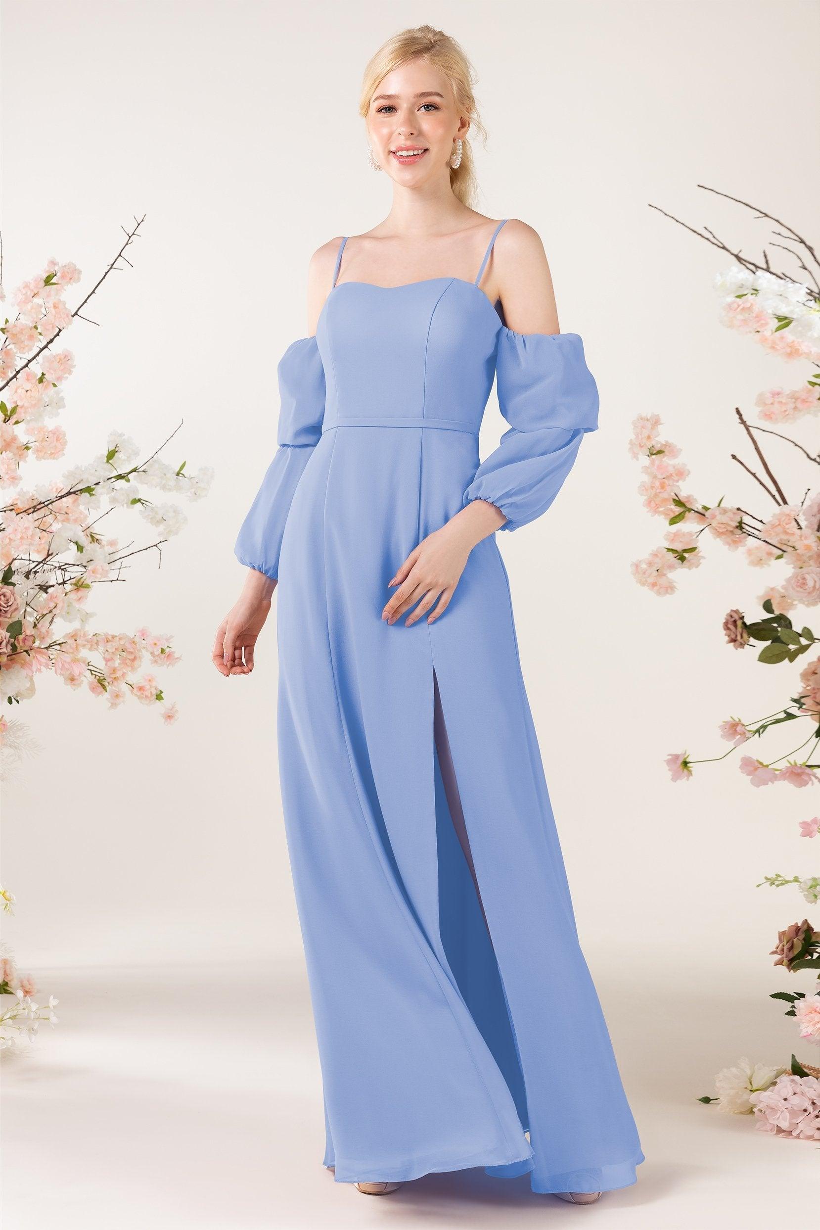 Trumpet Sweep-Brush Train Chiffon Bridesmaid Dress CB0459 - COCOMELODY