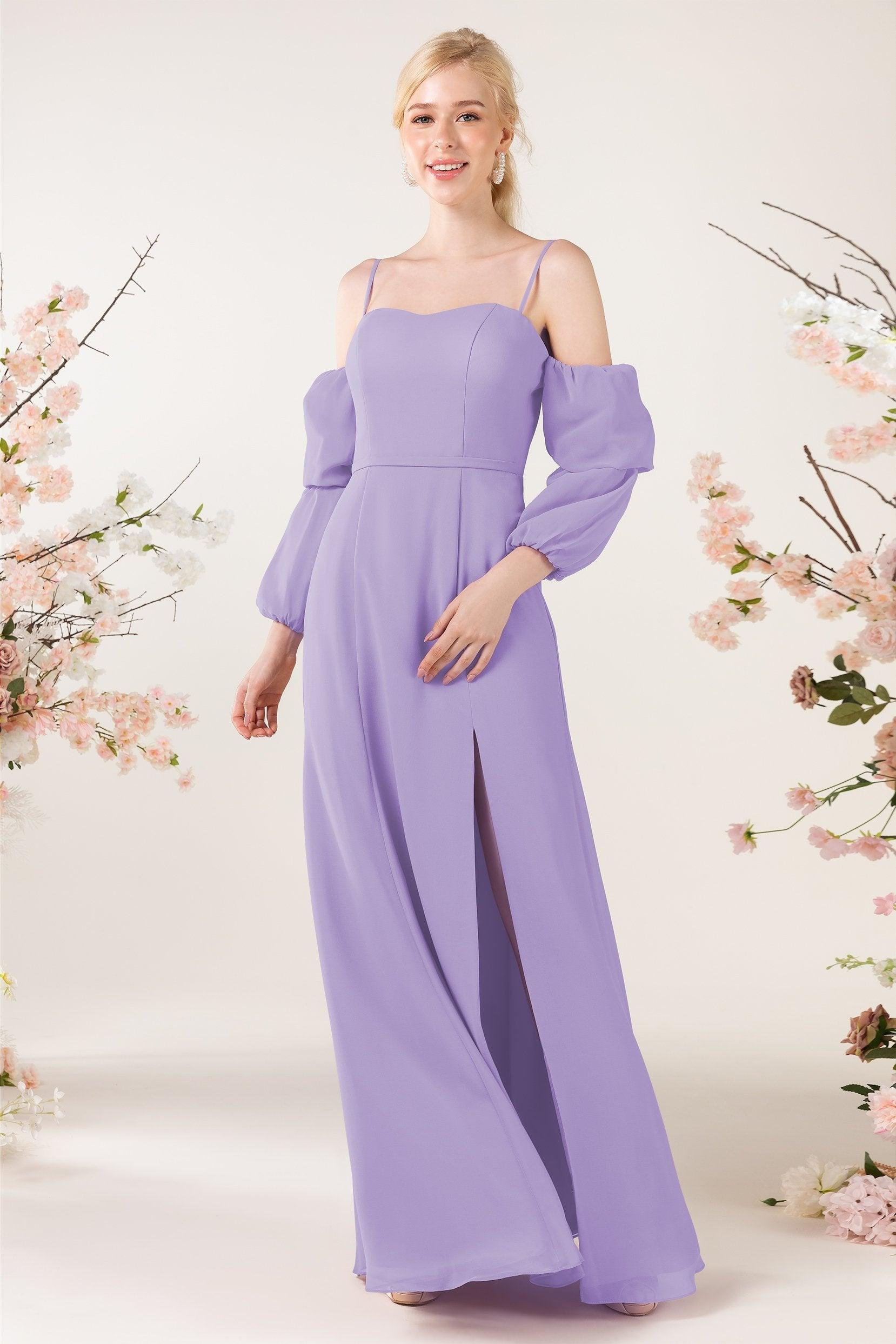 Trumpet Sweep-Brush Train Chiffon Bridesmaid Dress CB0459 - COCOMELODY