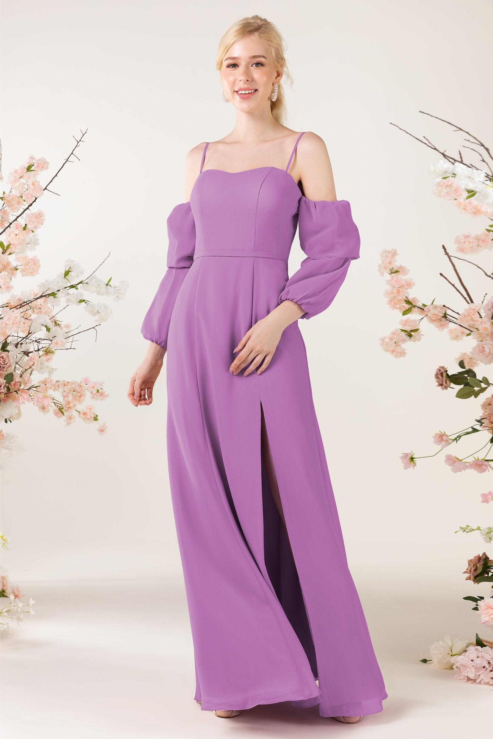 Trumpet Sweep-Brush Train Chiffon Bridesmaid Dress CB0459 - COCOMELODY