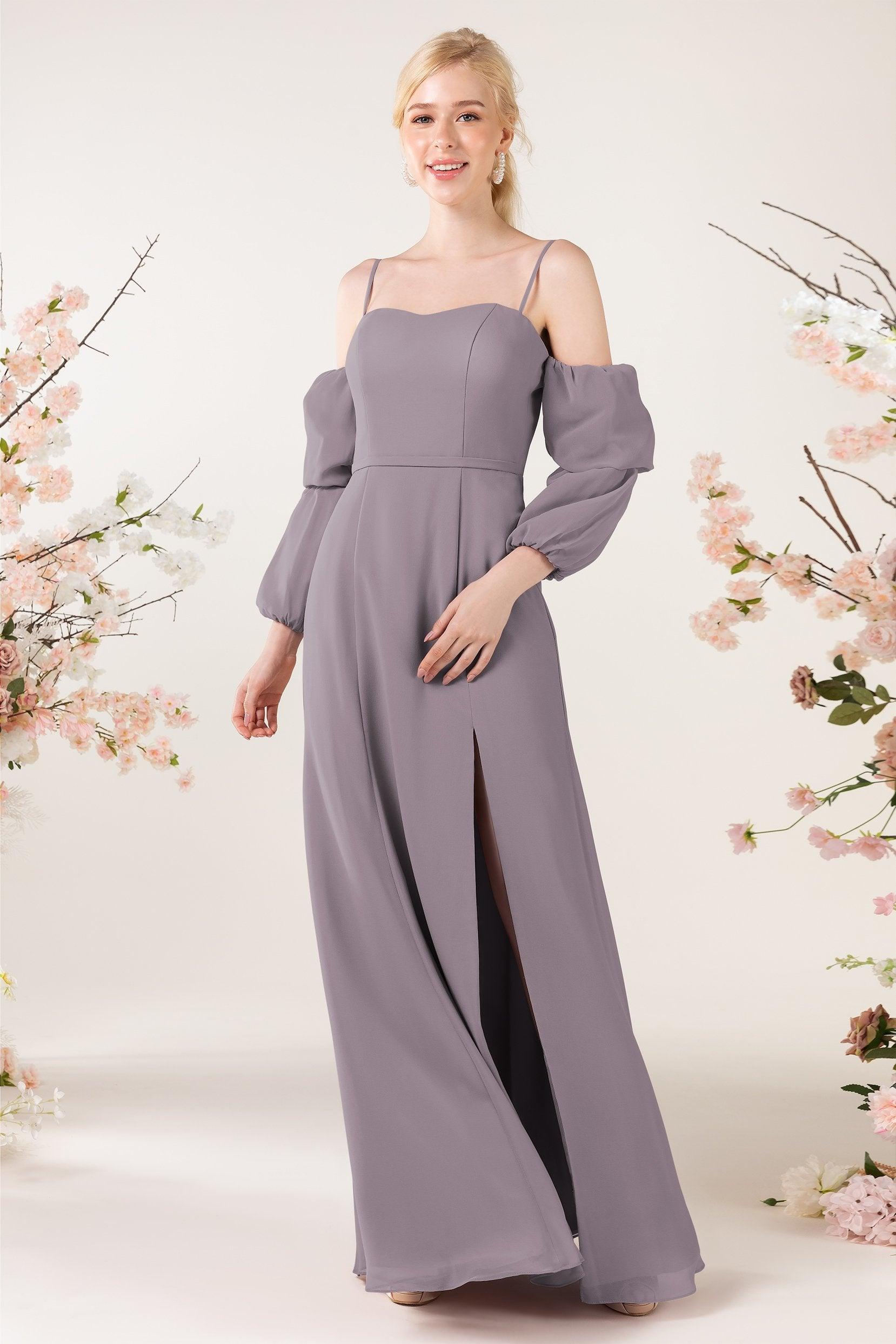 Trumpet Sweep-Brush Train Chiffon Bridesmaid Dress CB0459 - COCOMELODY