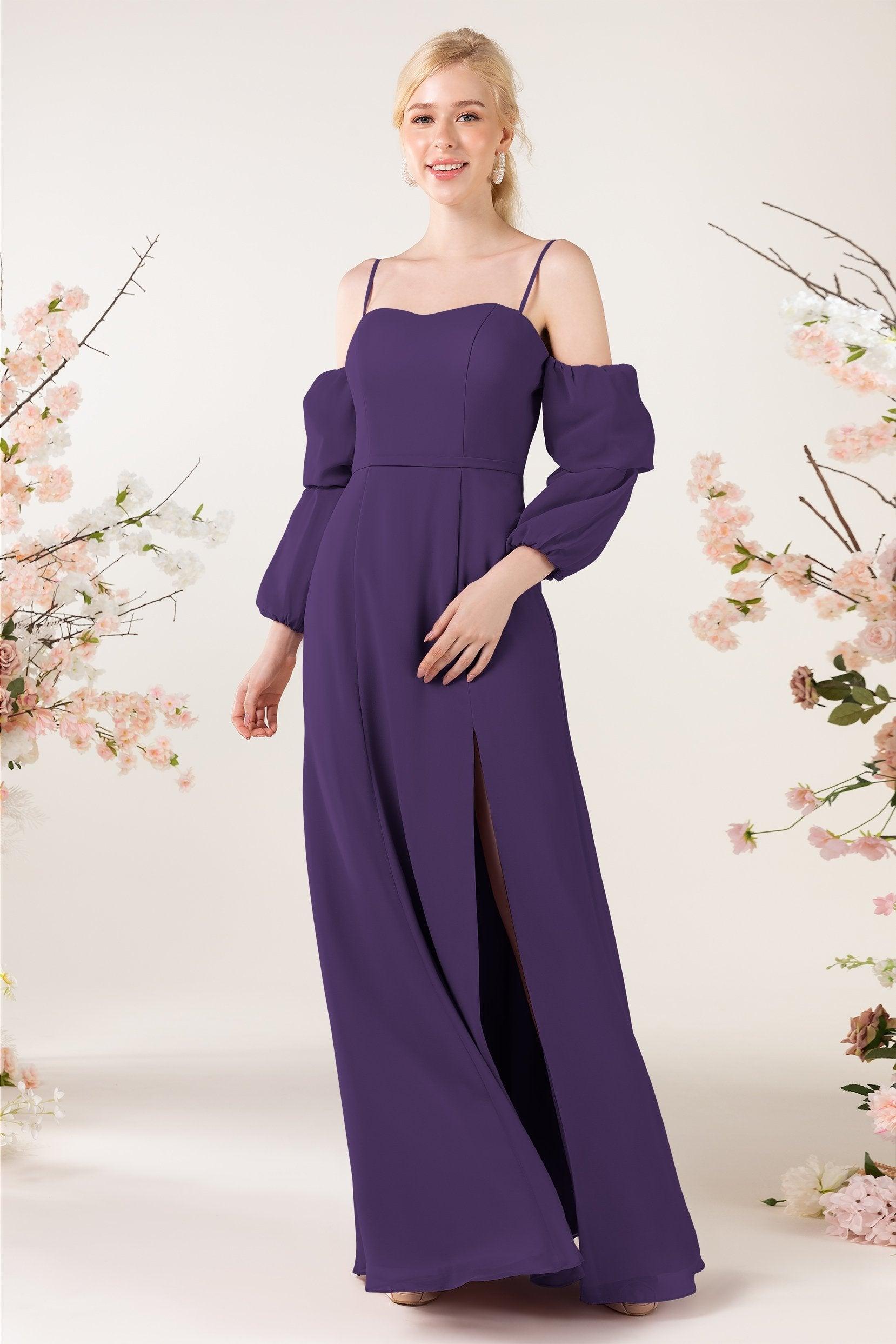 Trumpet Sweep-Brush Train Chiffon Bridesmaid Dress CB0459 - COCOMELODY
