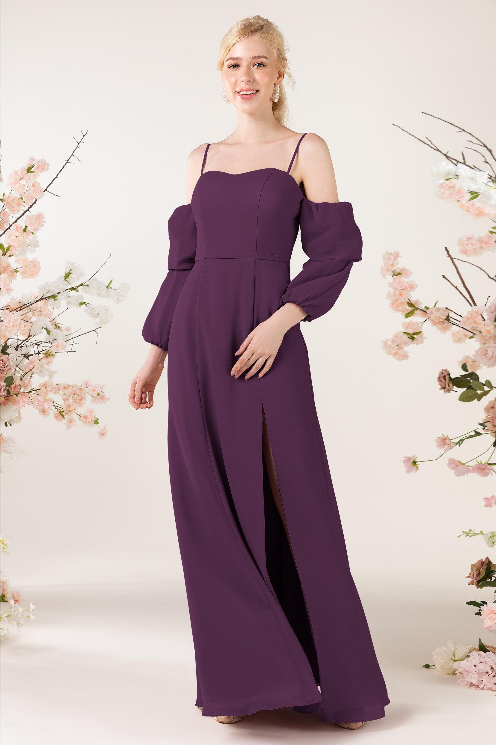 Trumpet Sweep-Brush Train Chiffon Bridesmaid Dress CB0459 - COCOMELODY