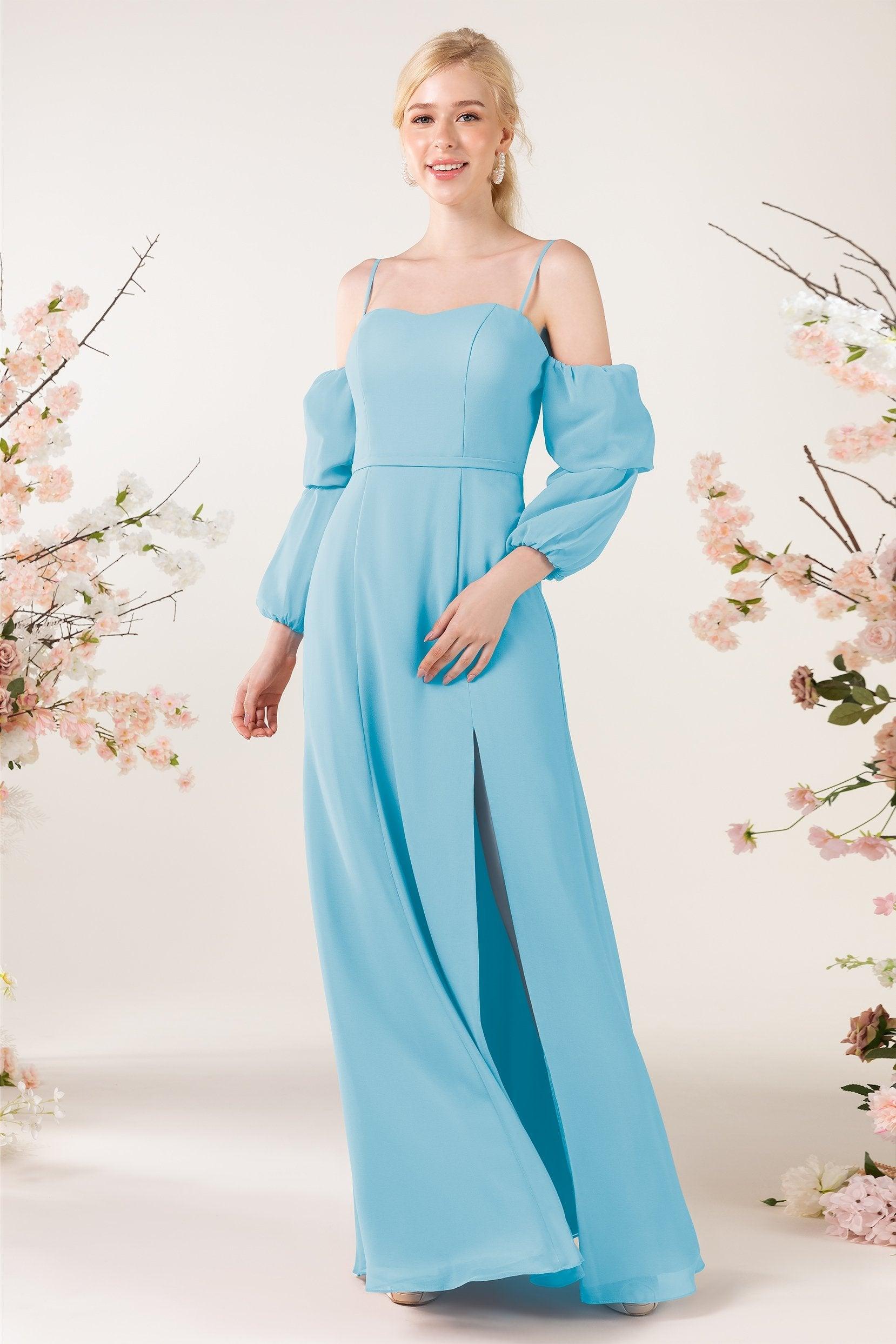 Trumpet Sweep-Brush Train Chiffon Bridesmaid Dress CB0459 - COCOMELODY