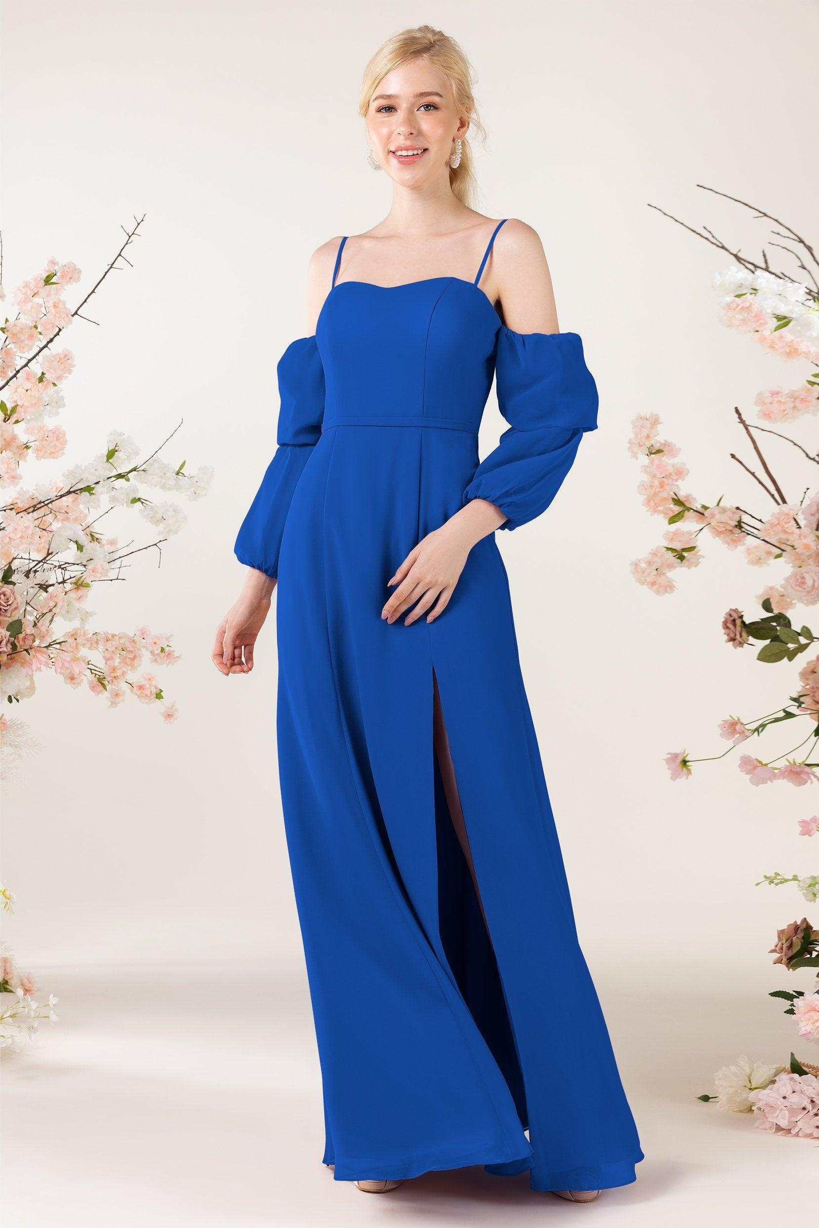 Trumpet Sweep-Brush Train Chiffon Bridesmaid Dress CB0459 - COCOMELODY