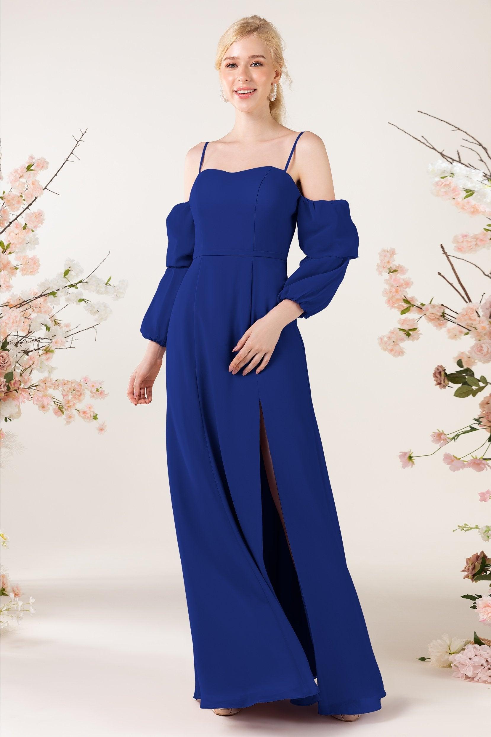 Trumpet Sweep-Brush Train Chiffon Bridesmaid Dress CB0459 - COCOMELODY