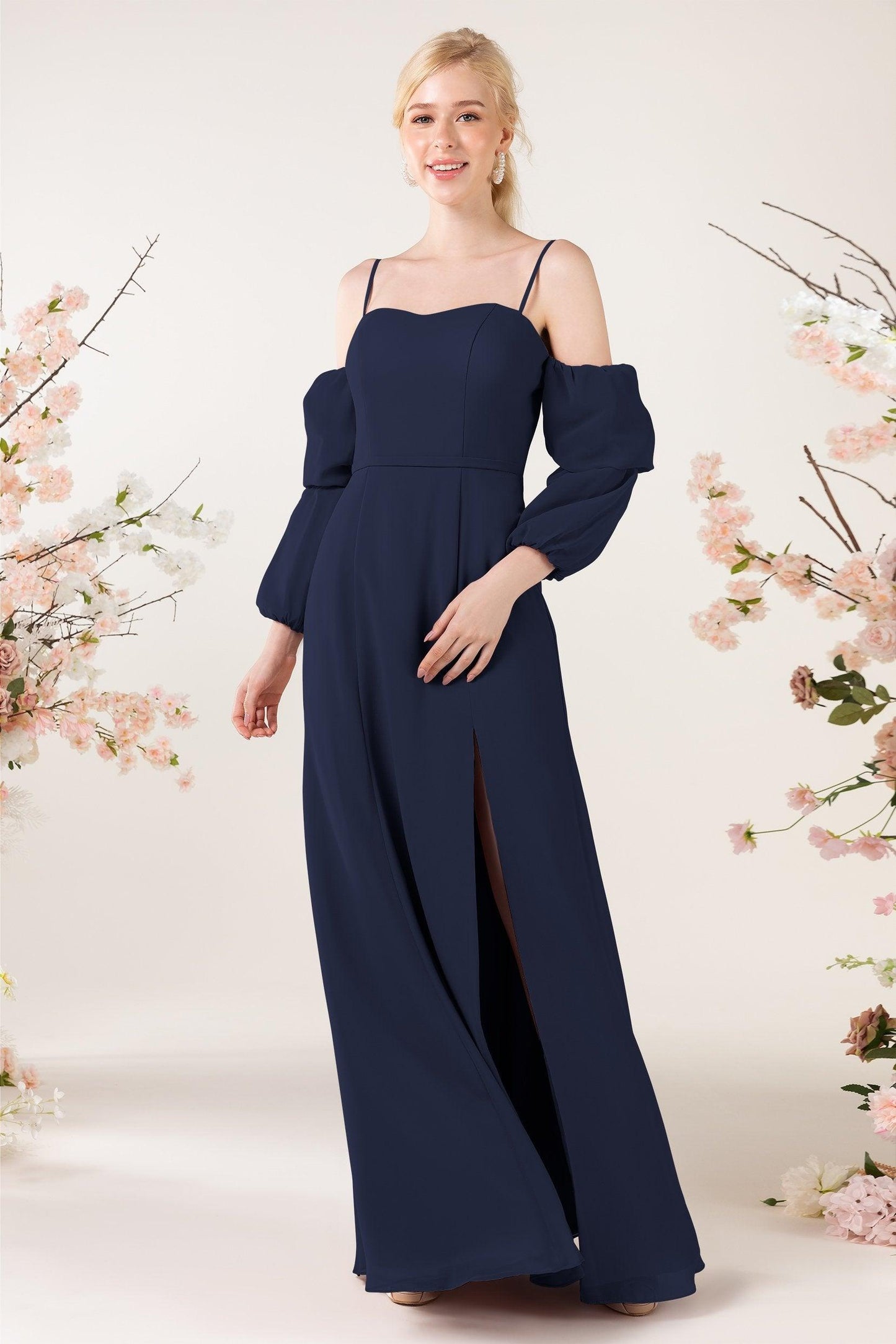 Trumpet Sweep-Brush Train Chiffon Bridesmaid Dress CB0459 - COCOMELODY